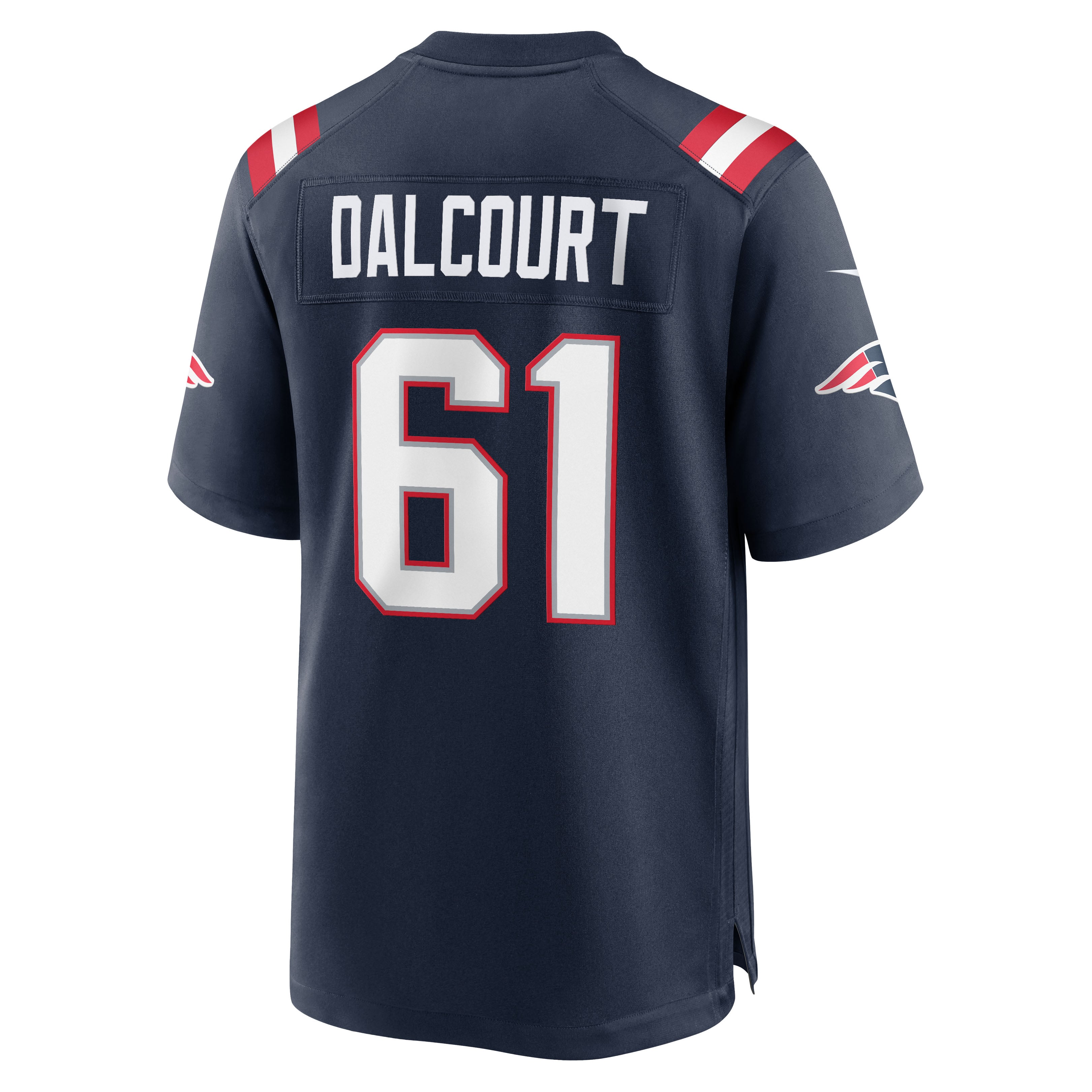 Maillot de match Nike Darrian Dalcourt bleu marine des New England Patriots pour homme