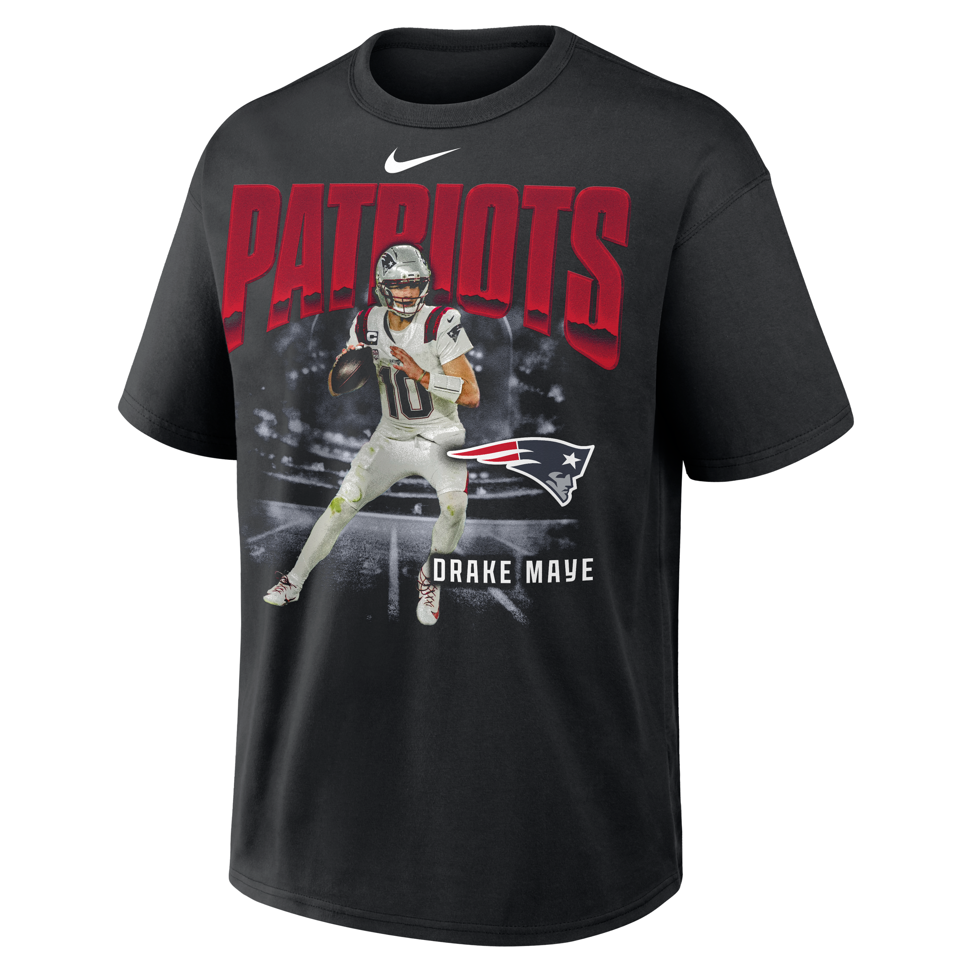 T-shirt Nike Drake Maye noir pour homme, motif joueur des New England Patriots, Max90