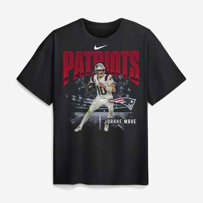 Drake Maye New England Patriots Nike Player Graphic Max90 T-Shirt - Black