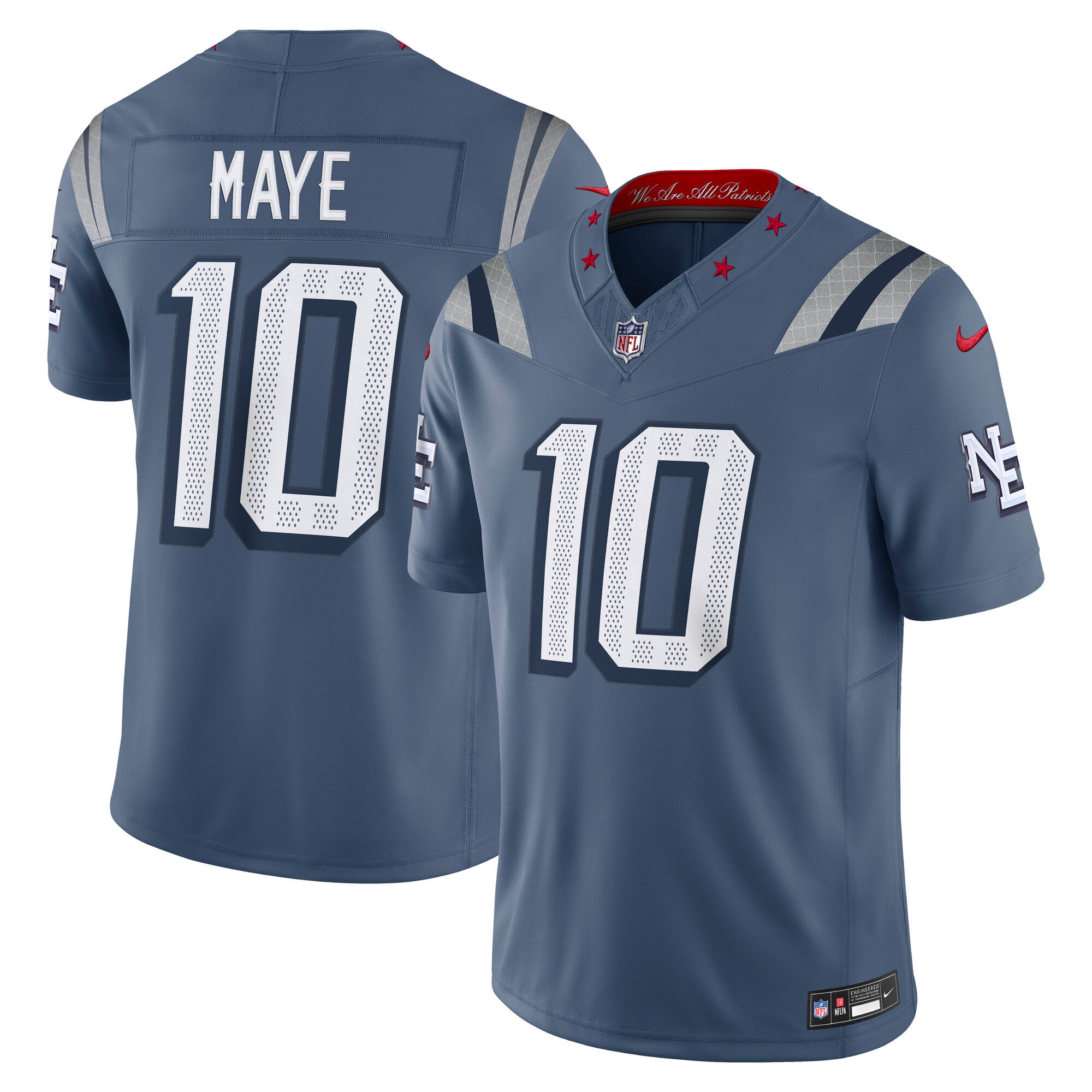 Men's Nike Drake Maye Blue New England Patriots Rivalries Collection Stitched Limited Jersey
