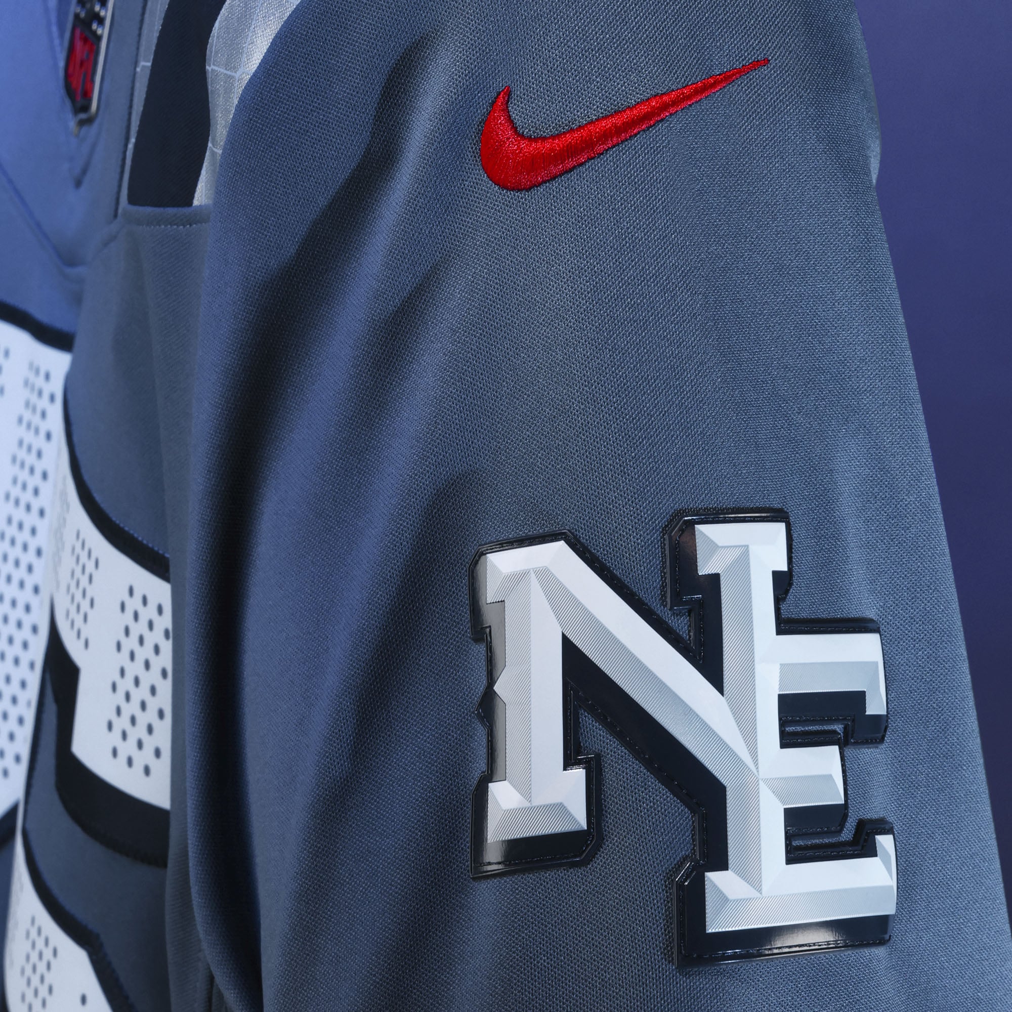 Men's Nike Drake Maye Blue New England Patriots Rivalries Collection Stitched Limited Jersey
