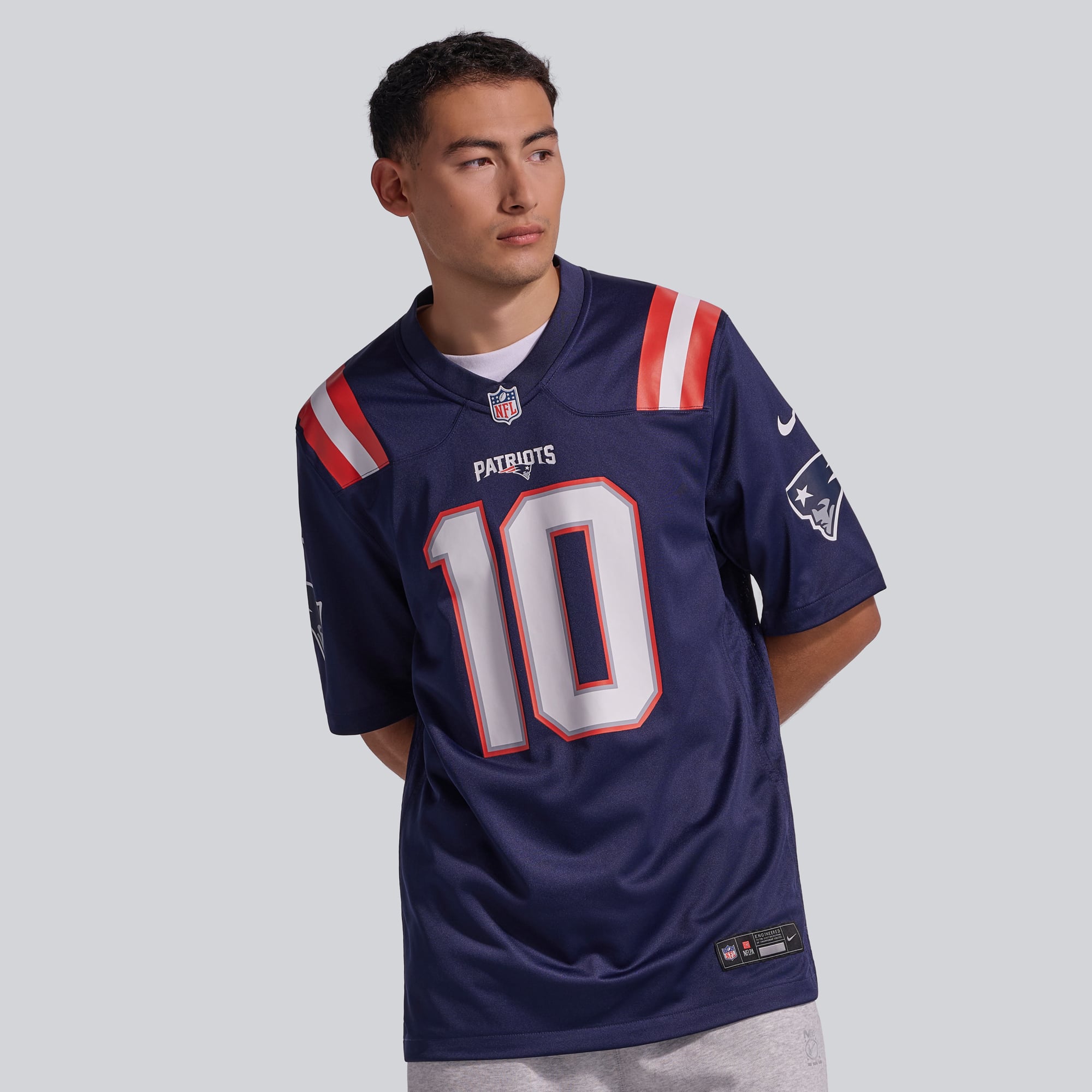 Men's Nike Drake Maye Navy New England Patriots  Player Game Jersey