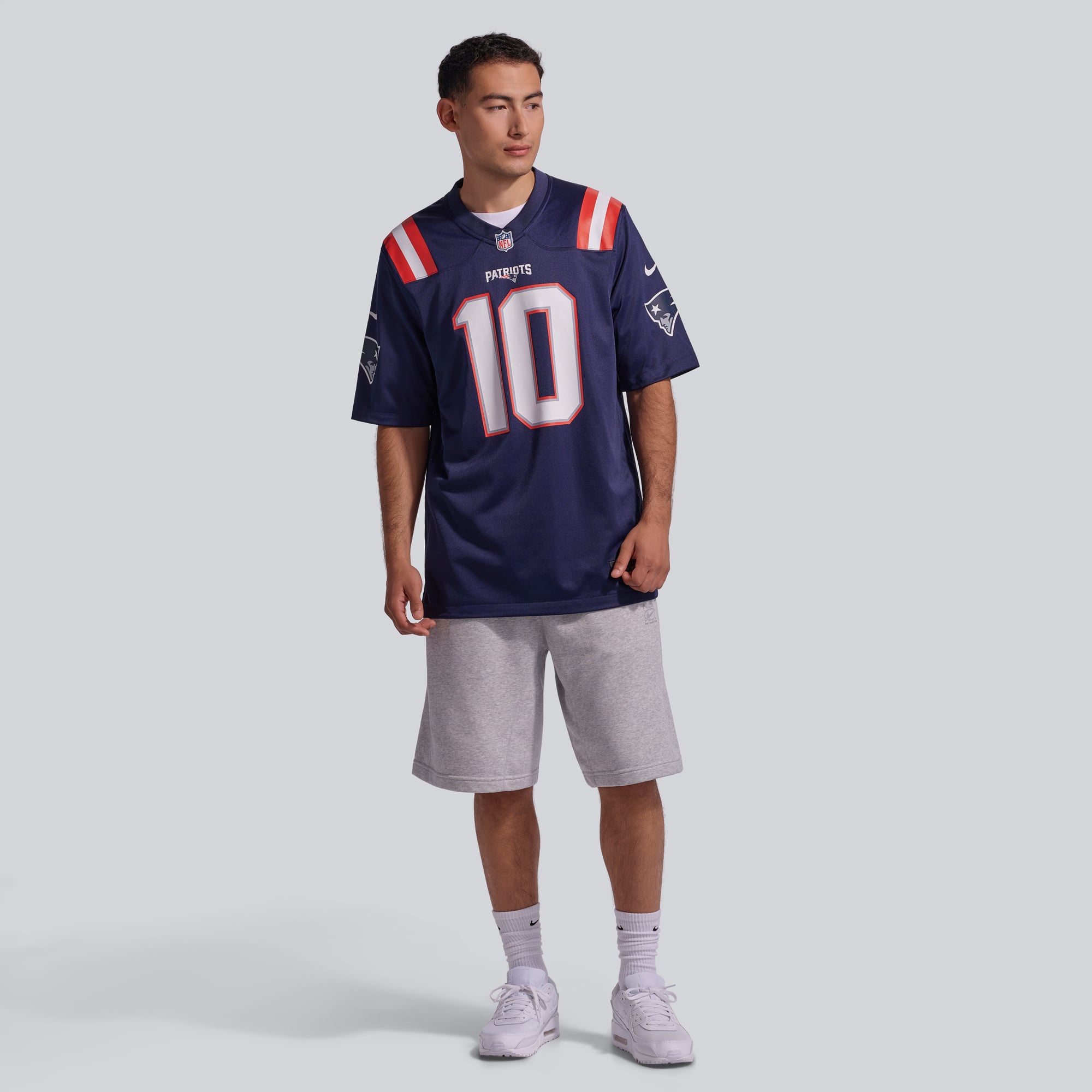 Men's Nike Drake Maye Navy New England Patriots  Player Game Jersey