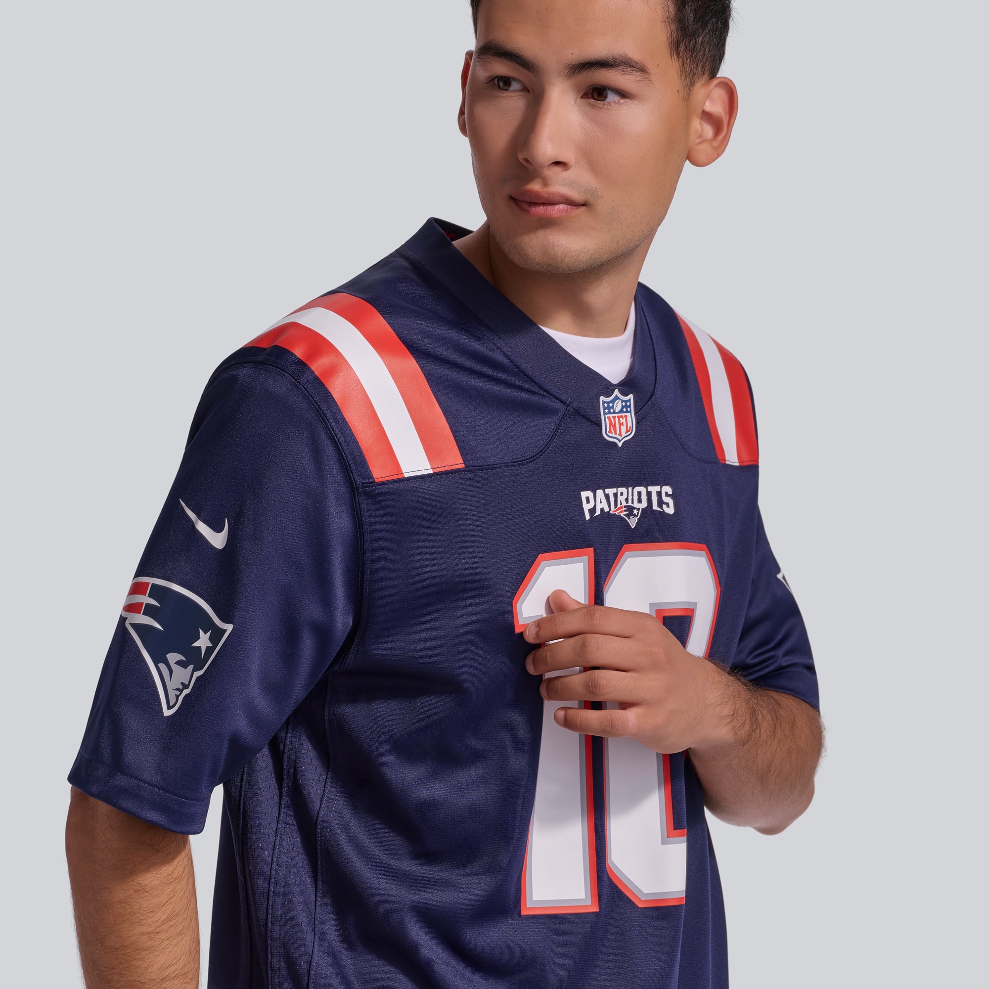 Men's Nike Drake Maye Navy New England Patriots  Player Game Jersey