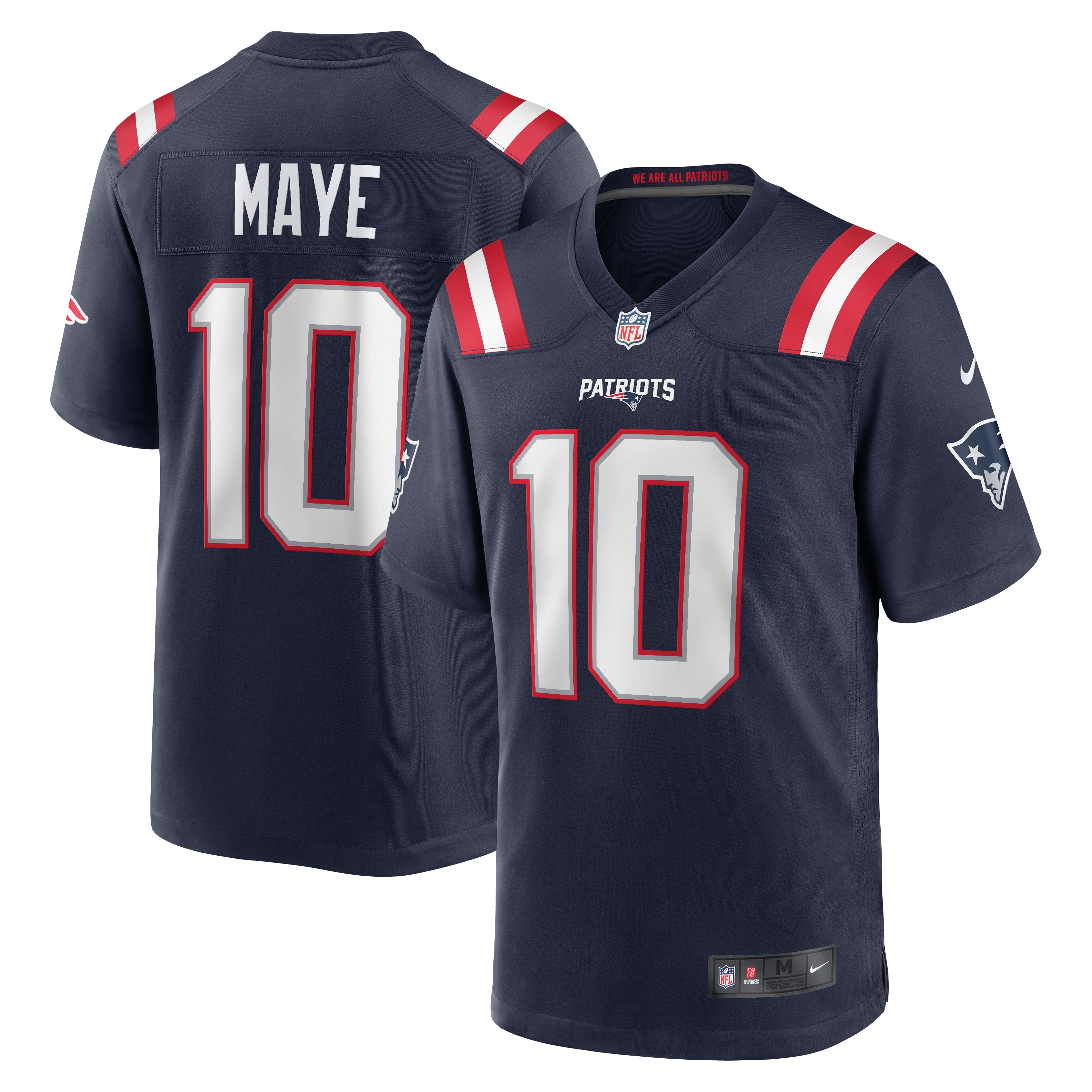 Men's Nike Drake Maye Navy New England Patriots  Player Game Jersey