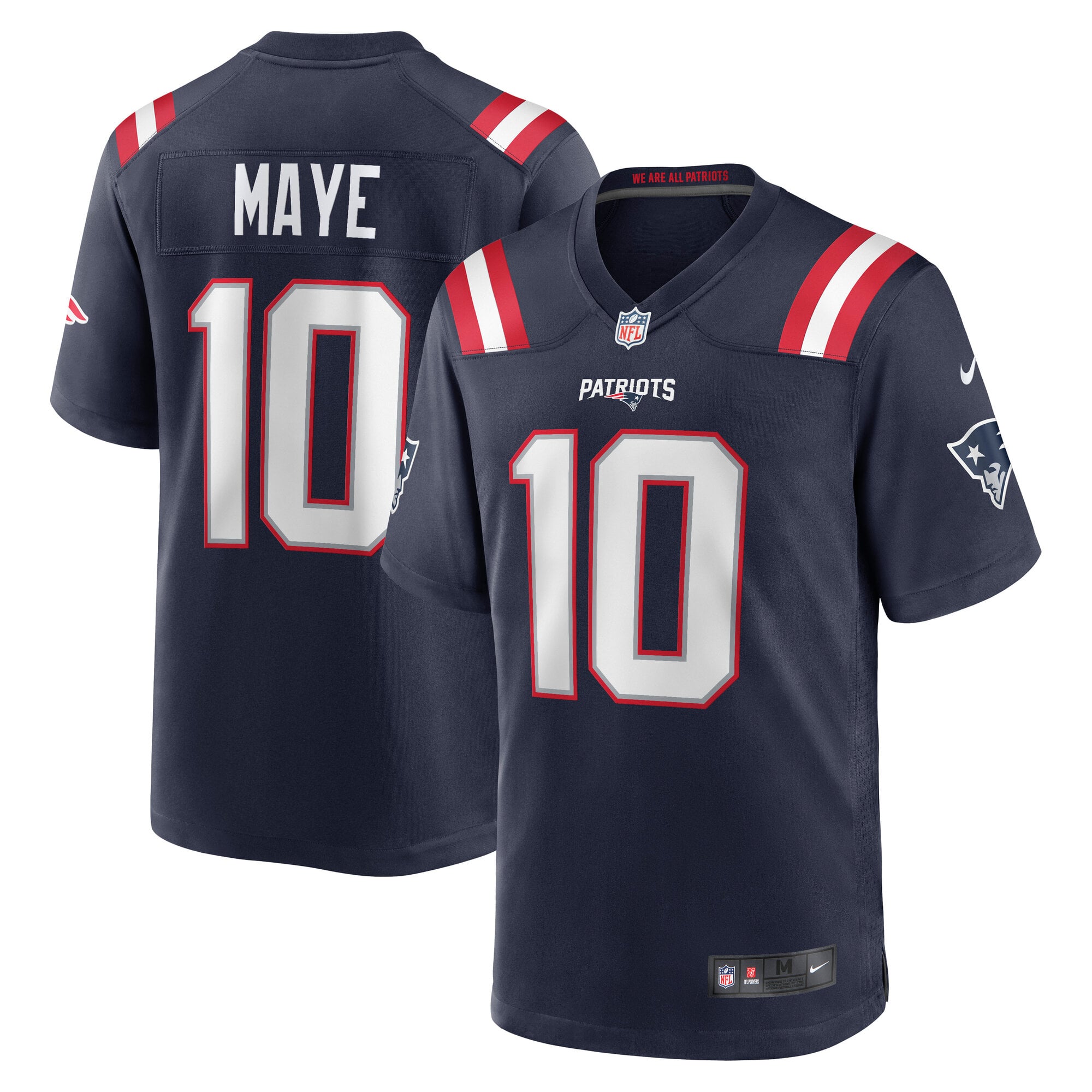 Men's Nike Drake Maye Navy New England Patriots Team Game Jersey