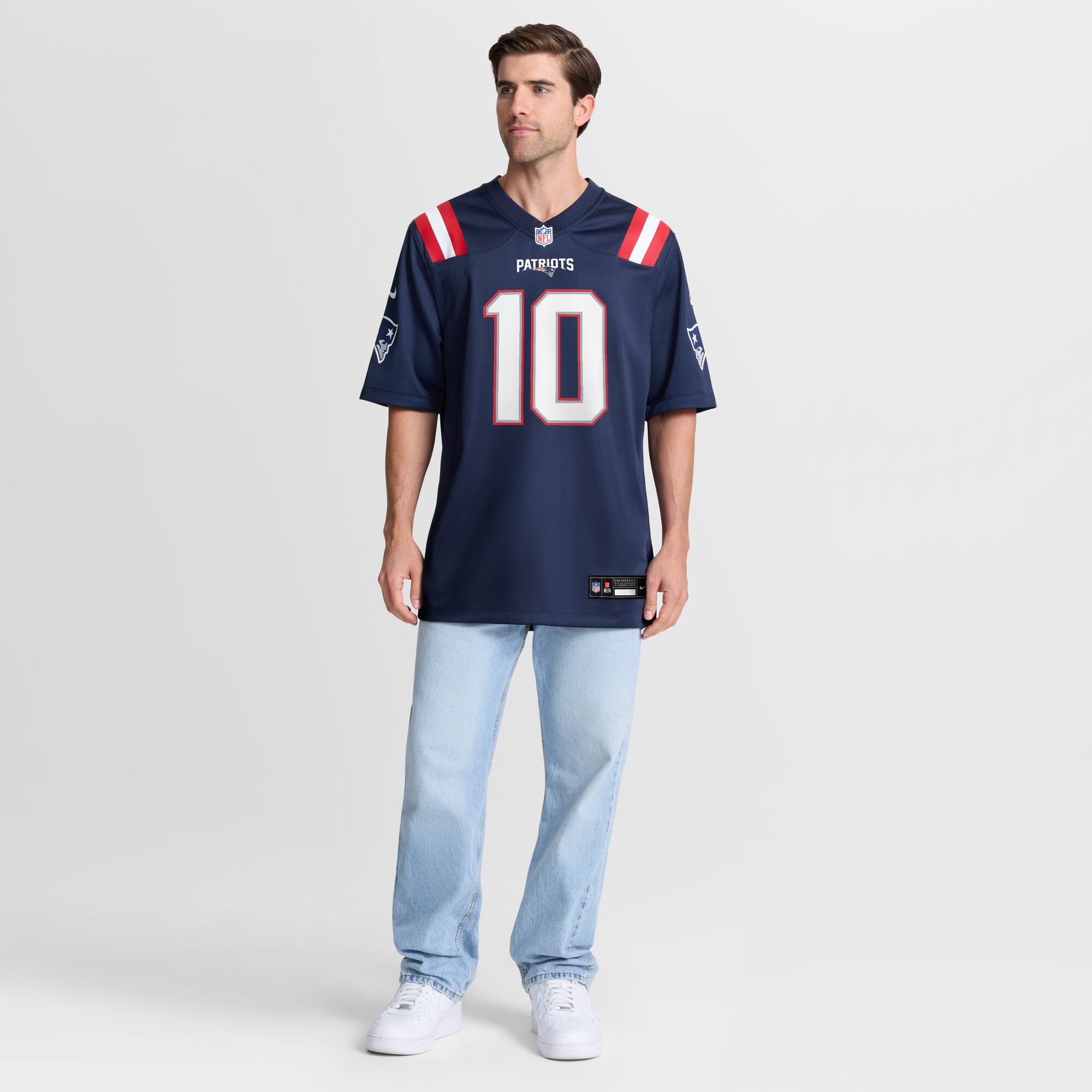 Men's Nike Drake Maye Navy New England Patriots Team Game Jersey