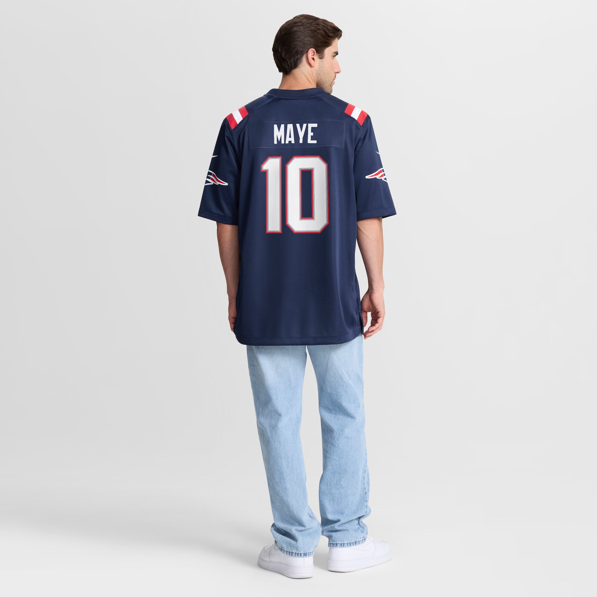 Men's Nike Drake Maye Navy New England Patriots Team Game Jersey