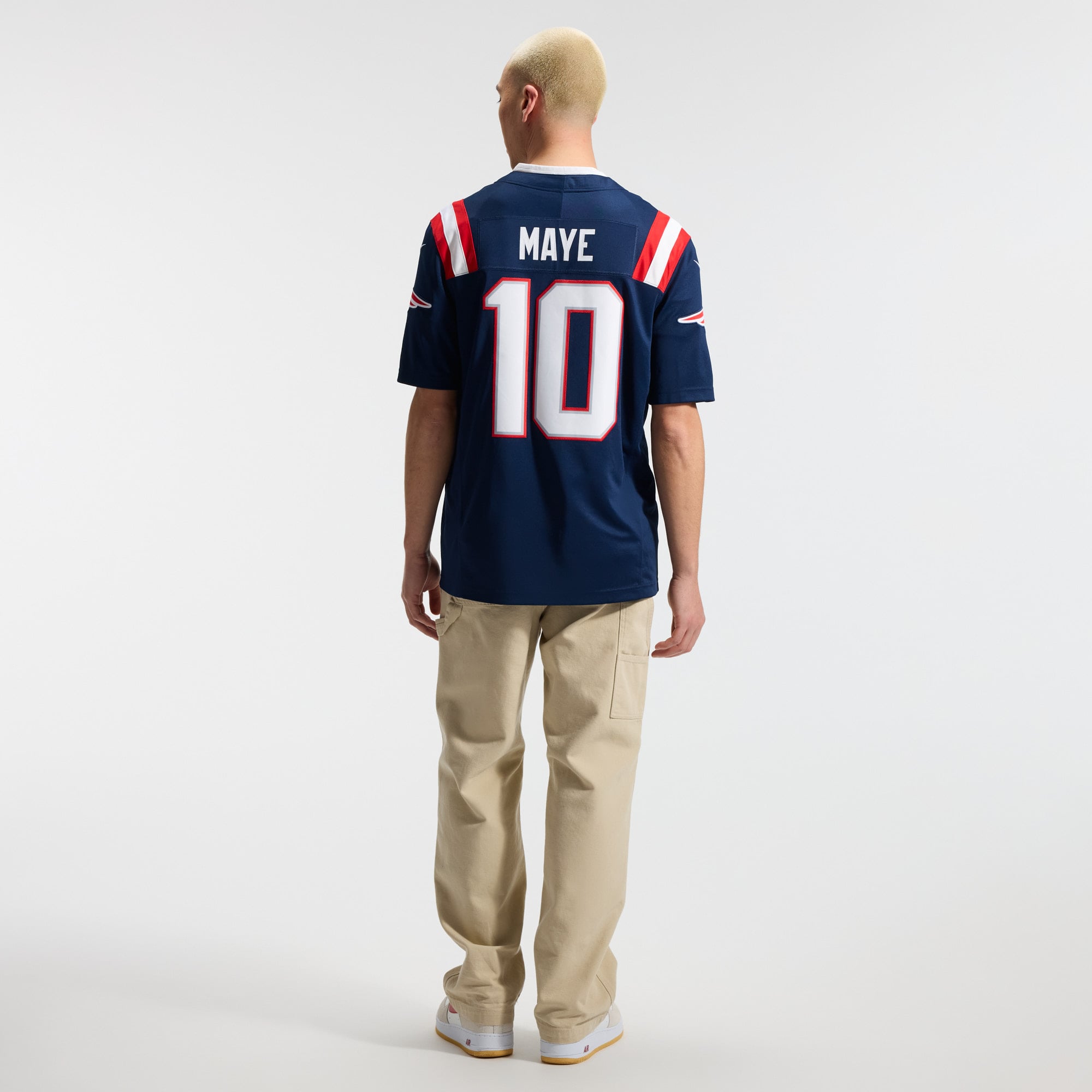 Maillot Nike Drake Maye bleu marine New England Patriots Team Vapor F.U.S.E. Stitched Limited pour homme