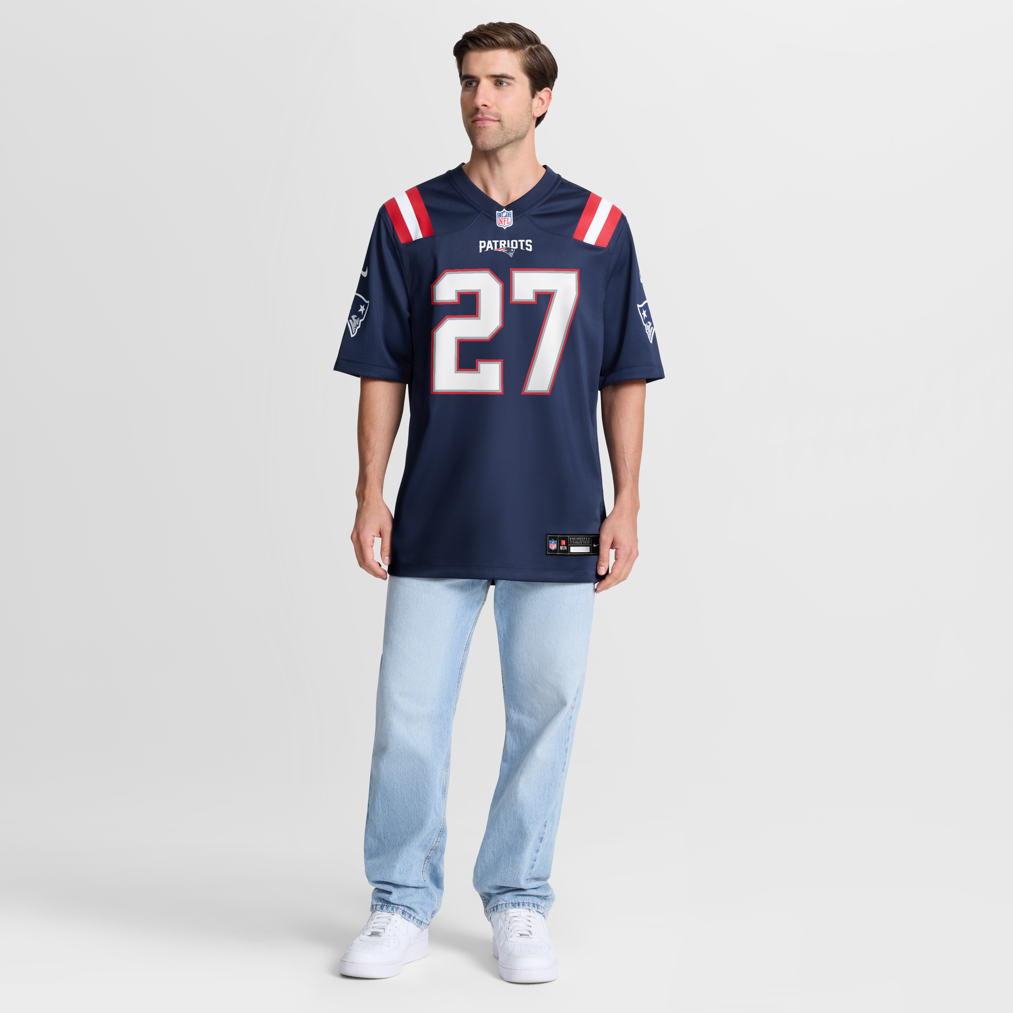 Men's Nike Elliott Davison Navy New England Patriots Team Game Jersey