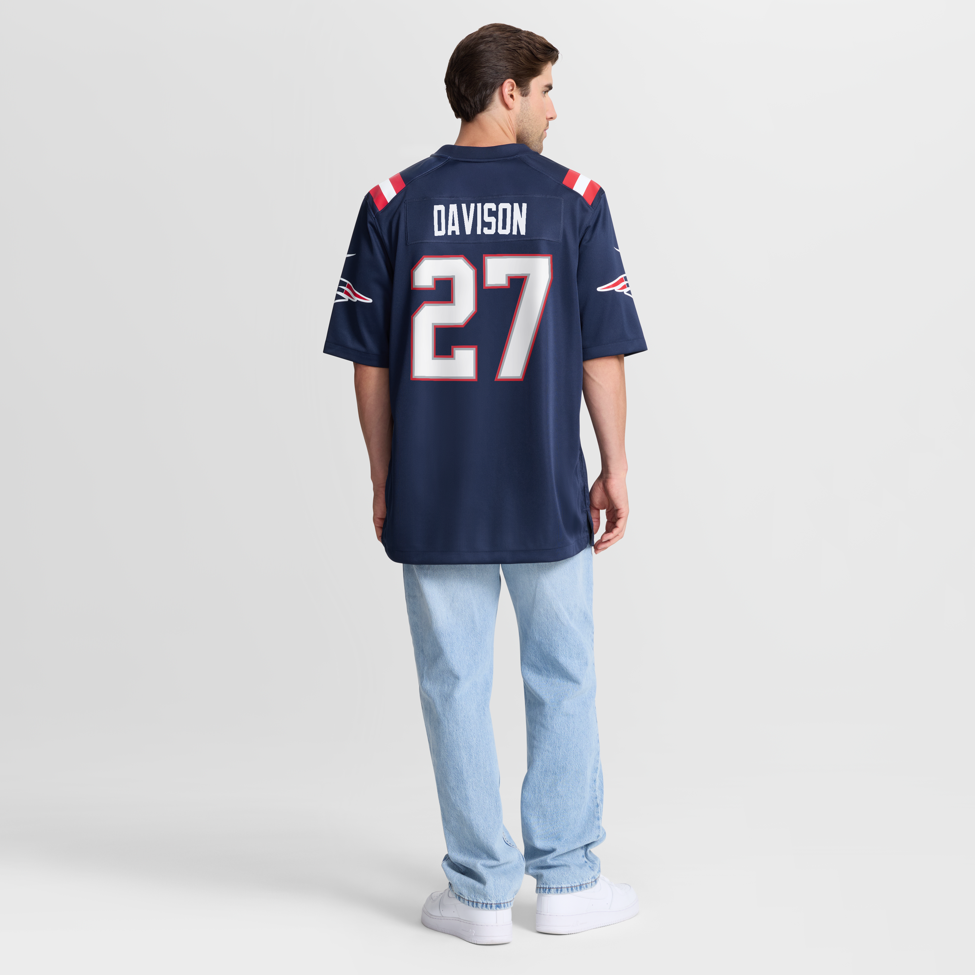 Men's Nike Elliott Davison Navy New England Patriots Team Game Jersey