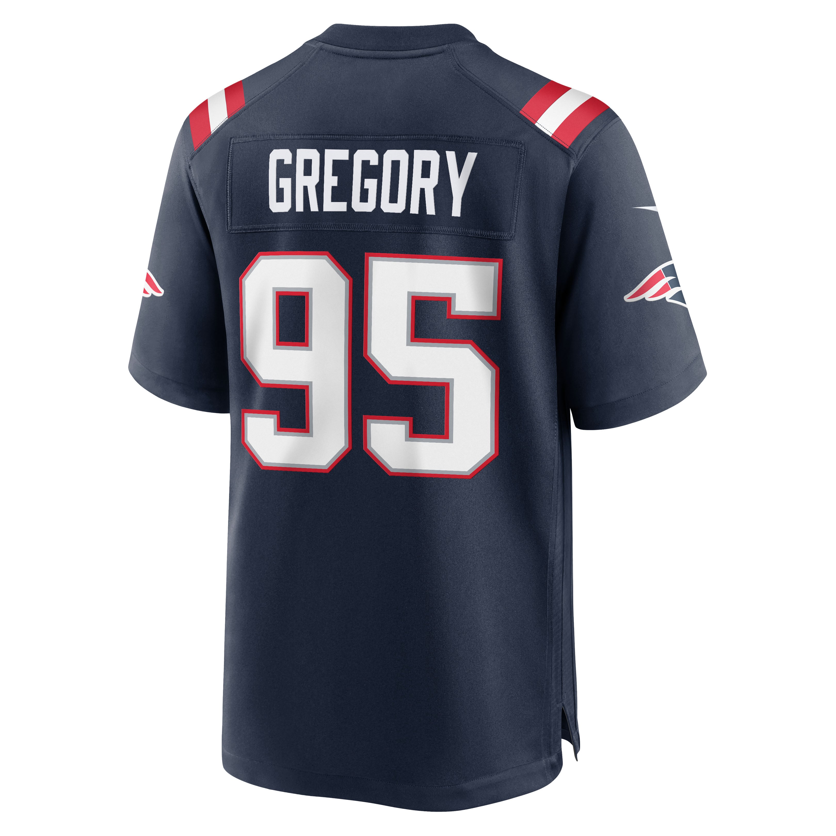 Maillot de match Nike Eric Gregory bleu marine des New England Patriots pour homme