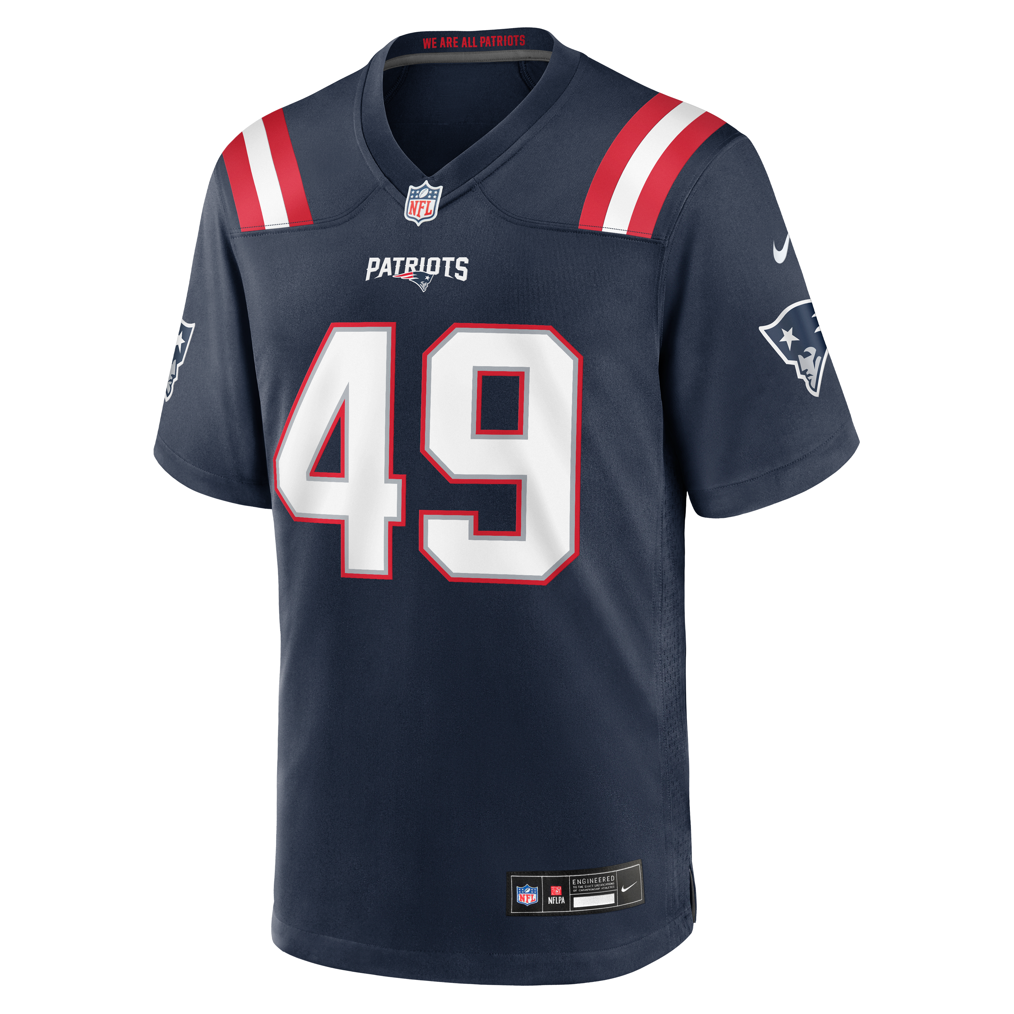 Maillot de match Nike Erick Hunter bleu marine des New England Patriots pour homme