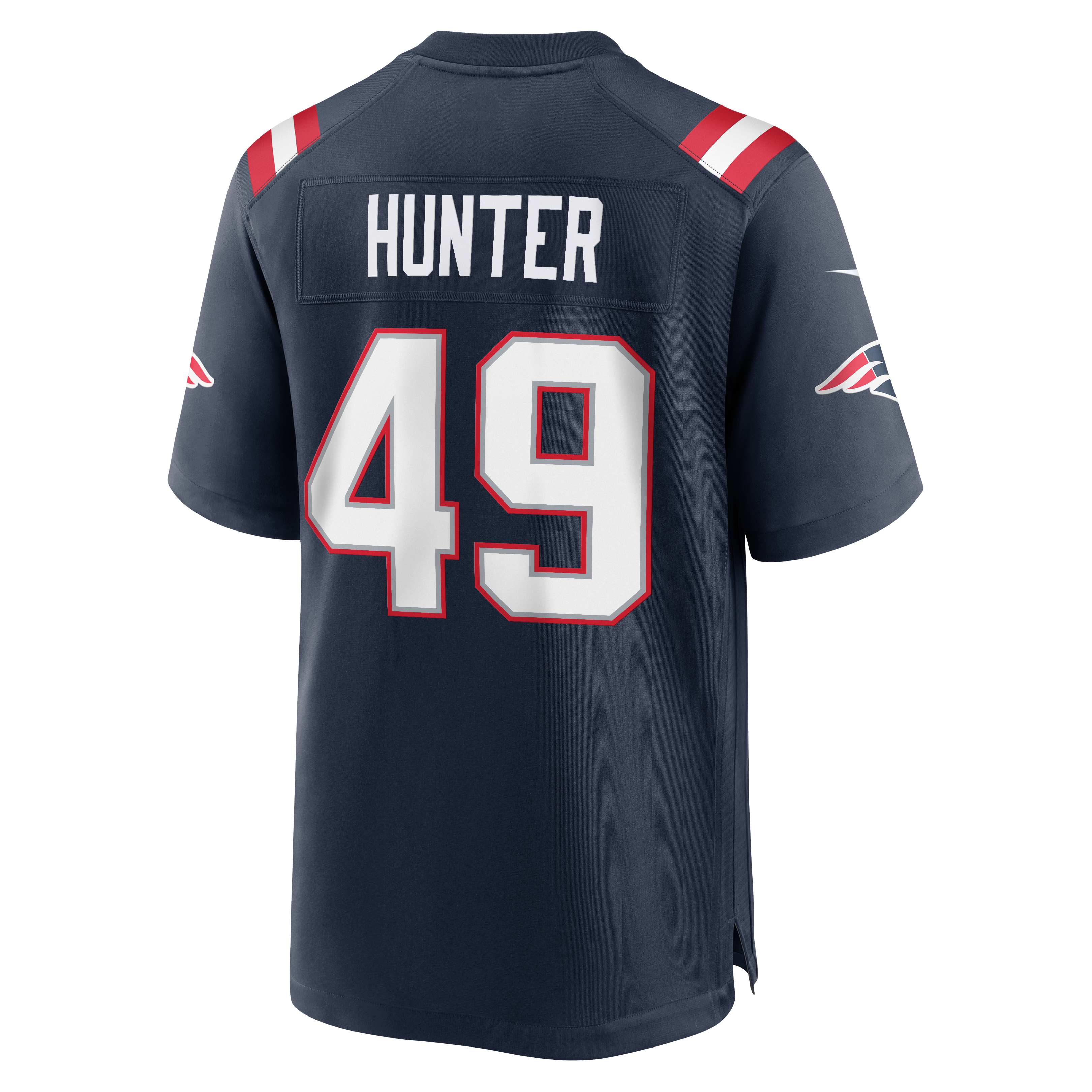 Maillot de match Nike Erick Hunter bleu marine des New England Patriots pour homme