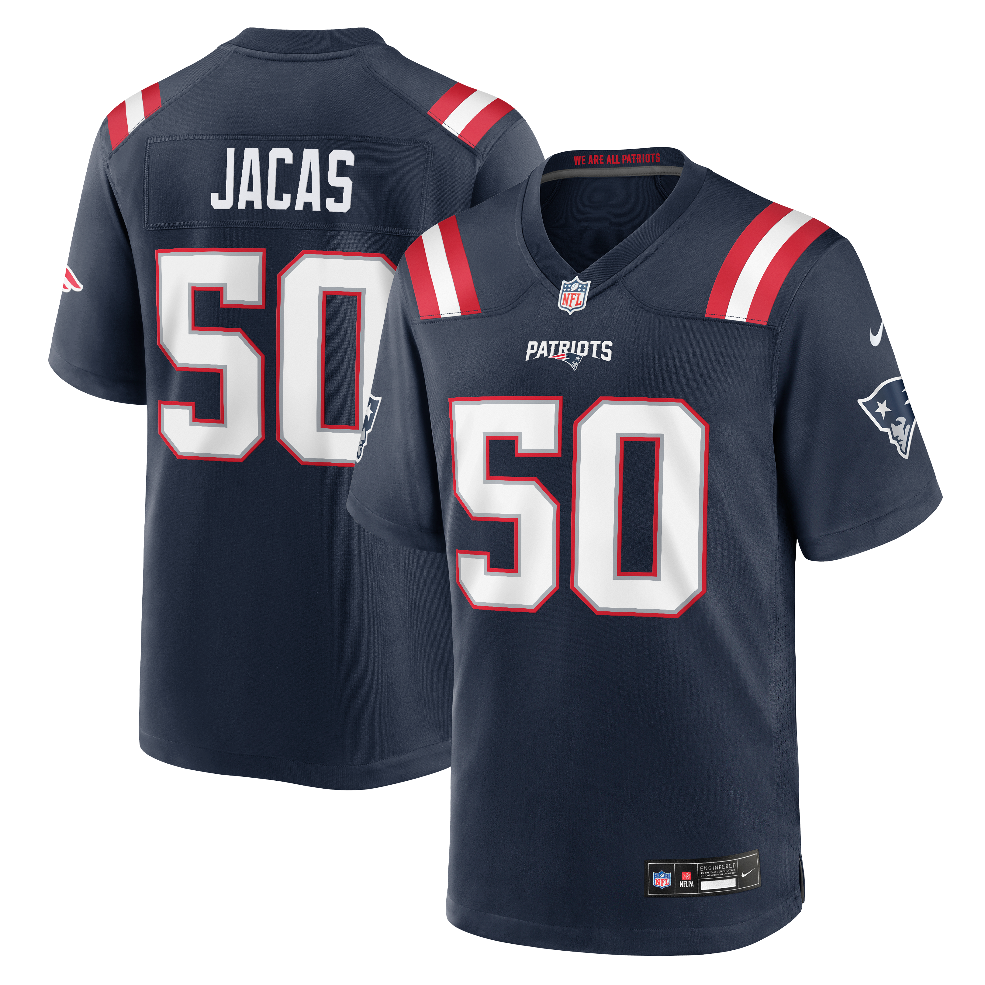 Men's Nike Gabe Jacas Navy New England Patriots Team Game Jersey