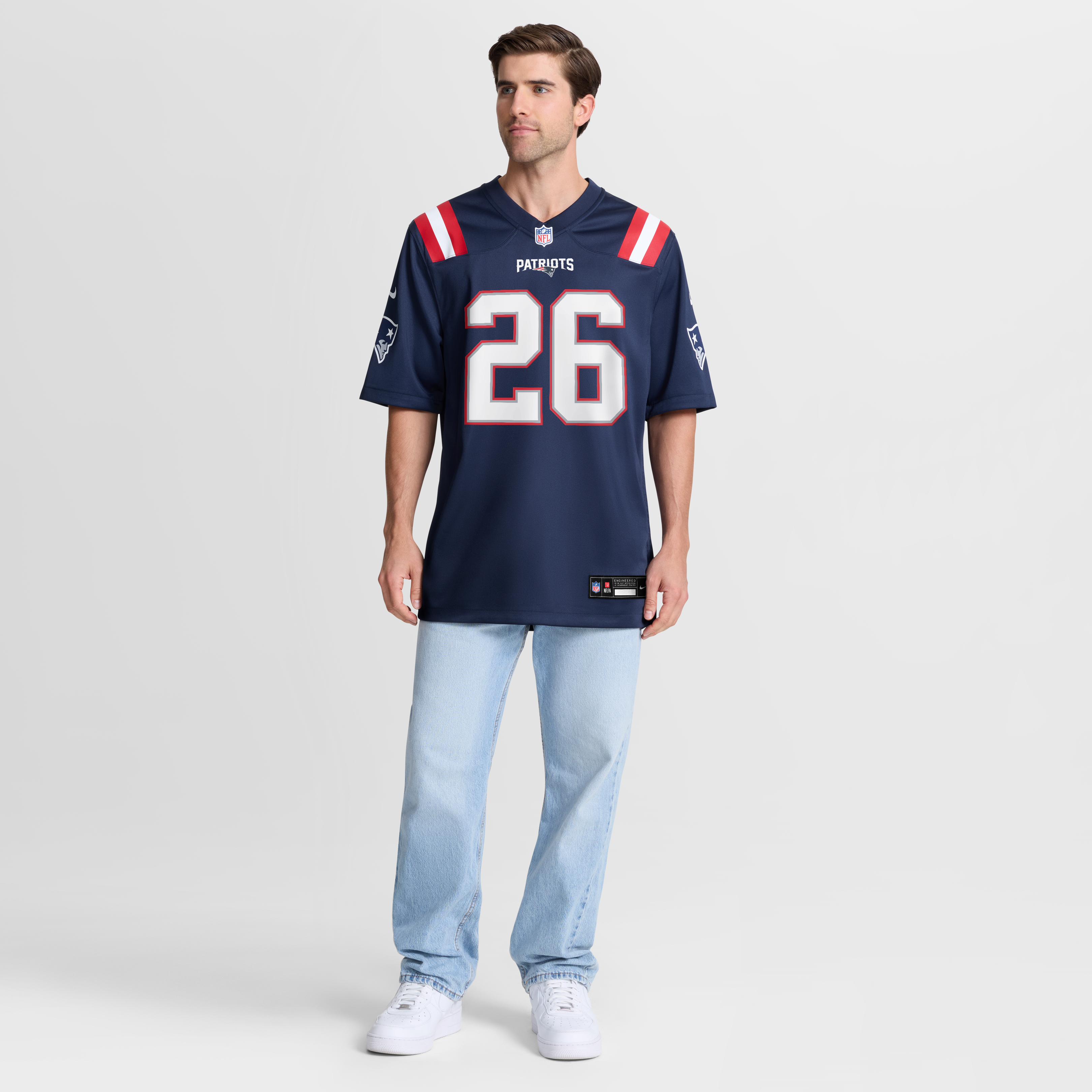 Men's Nike Hassan Haskins Navy New England Patriots Team Game Jersey