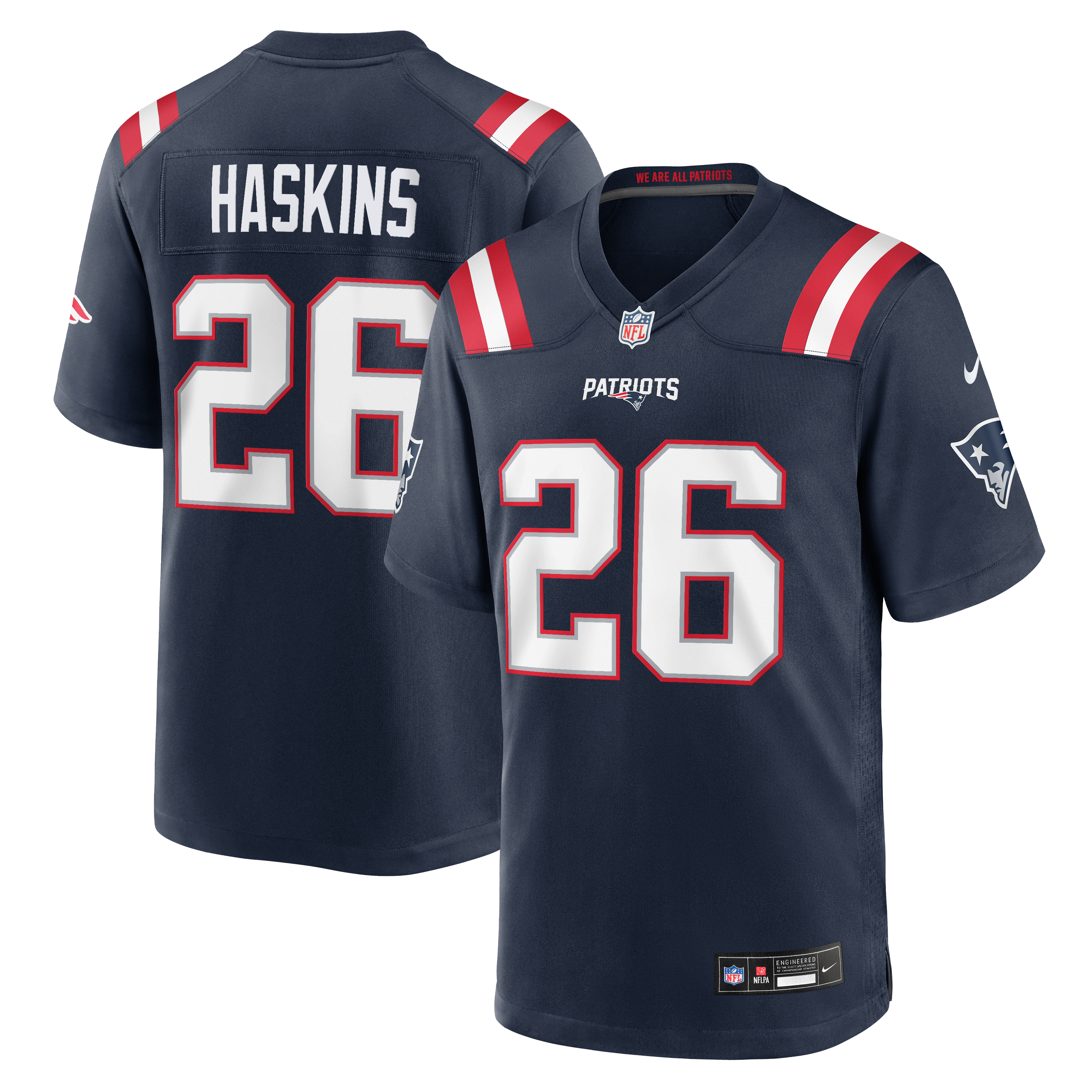 Men's Nike Hassan Haskins Navy New England Patriots Team Game Jersey