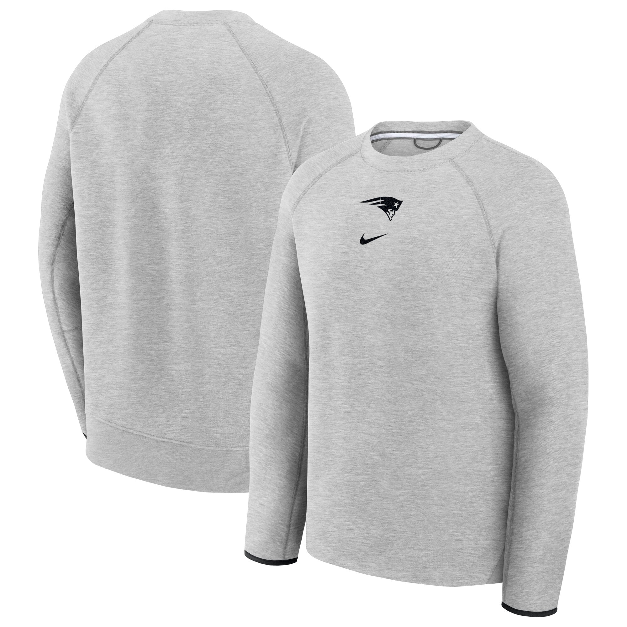 Sweat-shirt raglan Nike Tech Fleece gris chiné pour homme, New England Patriots