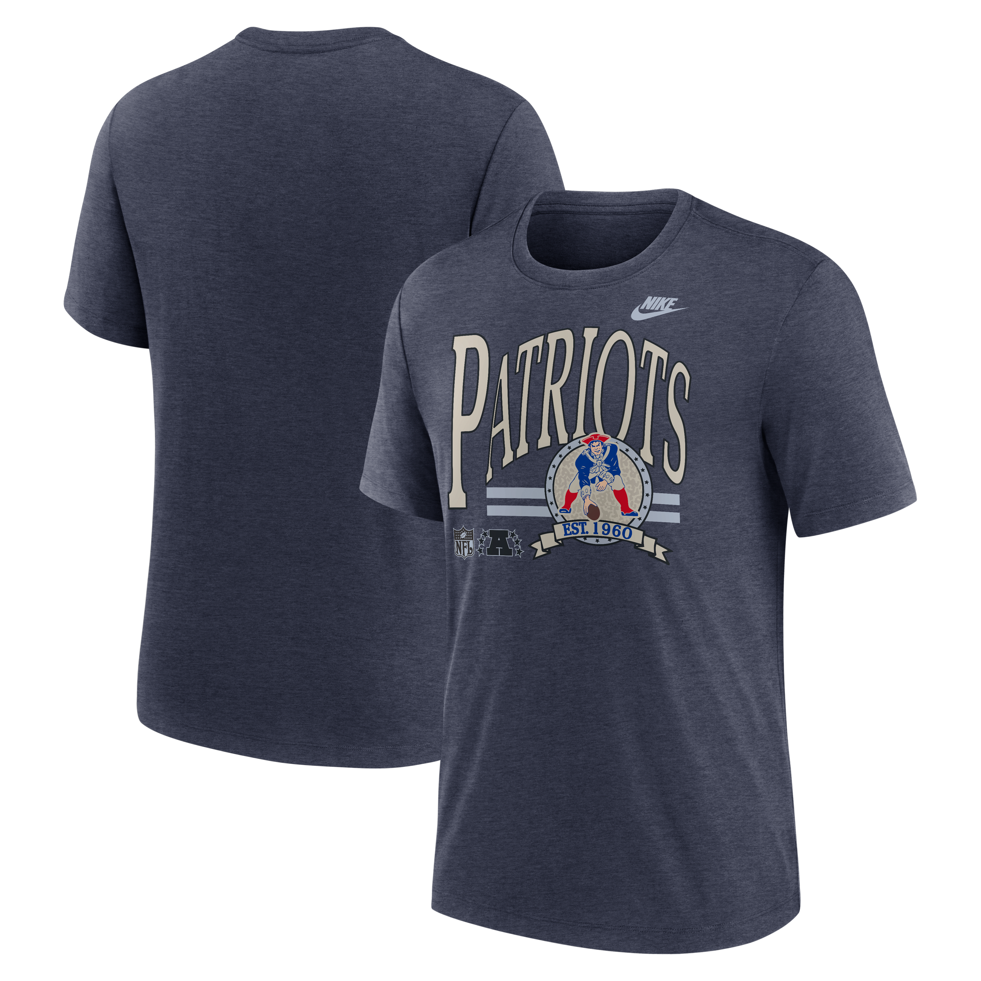 Men's Nike Heather Navy New England Patriots Rewind Tri-Blend T-Shirt