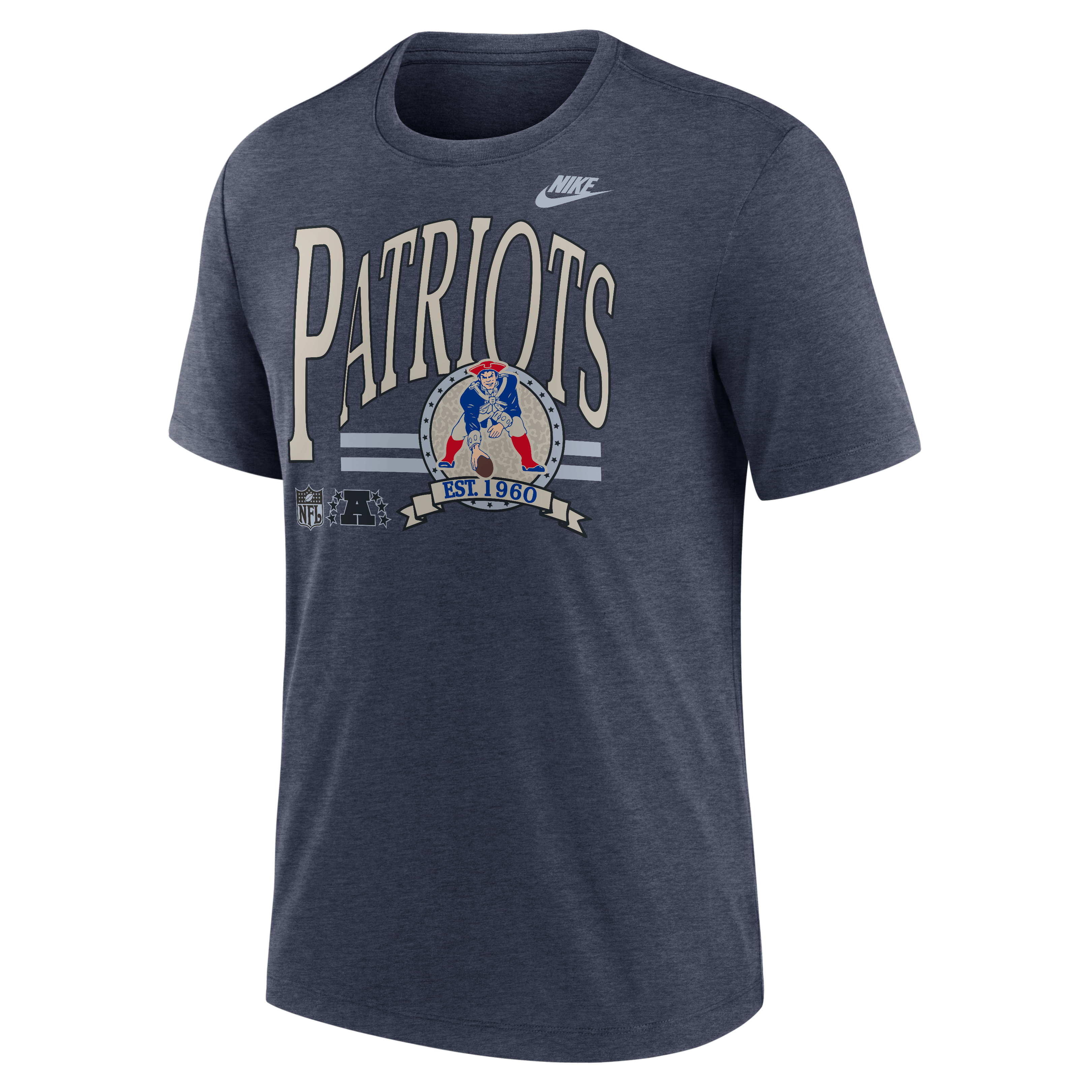 Men's Nike Heather Navy New England Patriots Rewind Tri-Blend T-Shirt