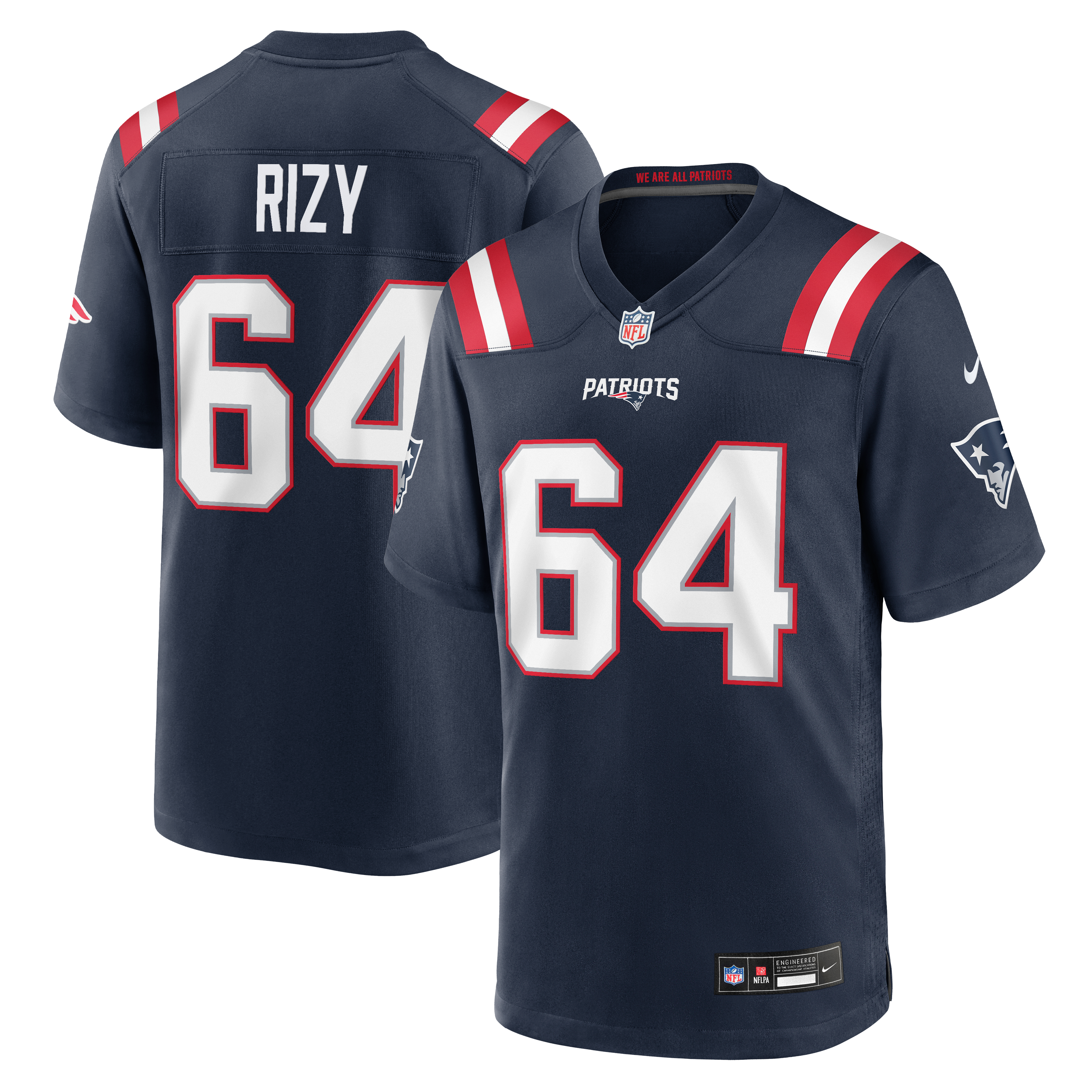 Men's Nike Jacob Rizy Navy New England Patriots Team Game Jersey