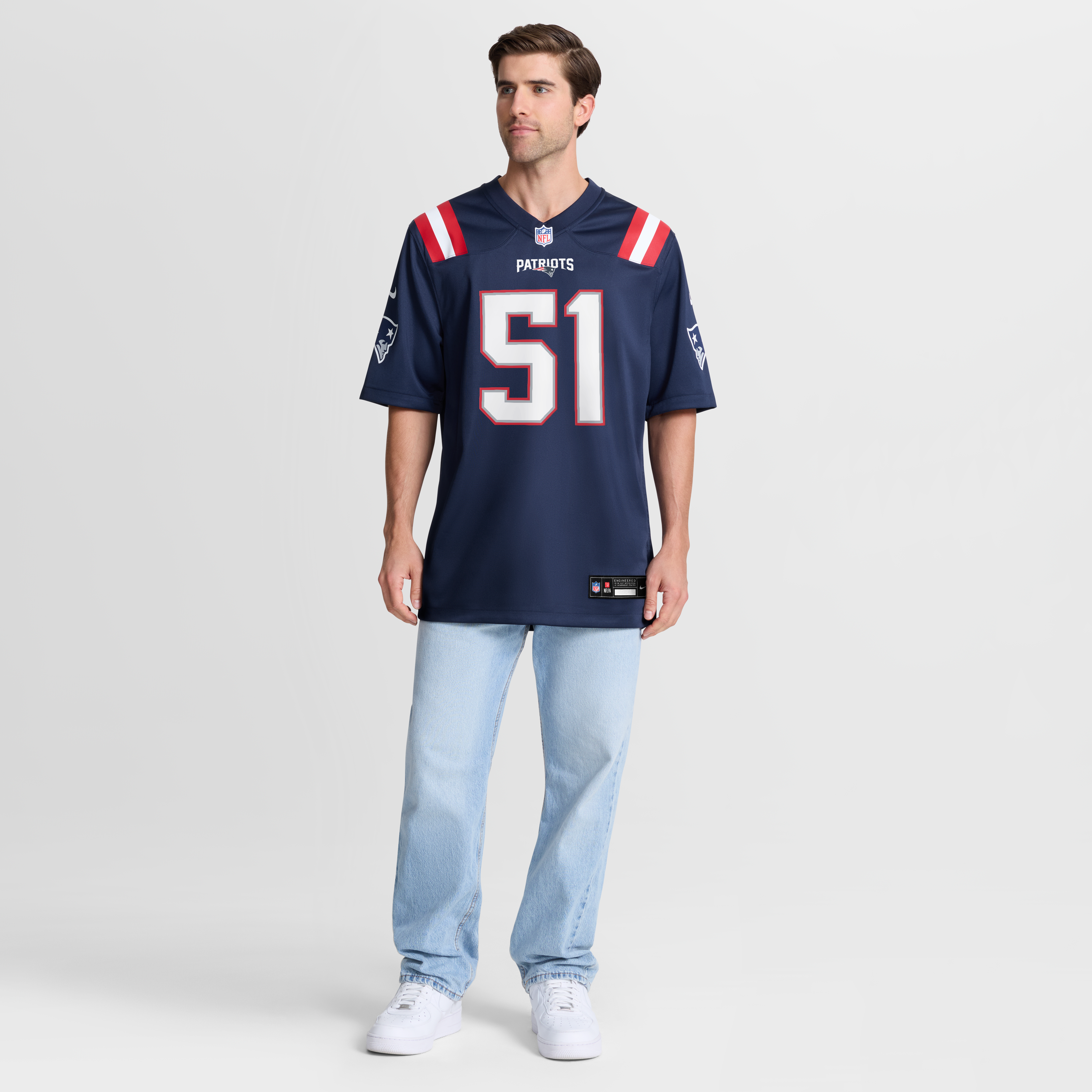 Men's Nike James Hudson Navy New England Patriots Team Game Jersey