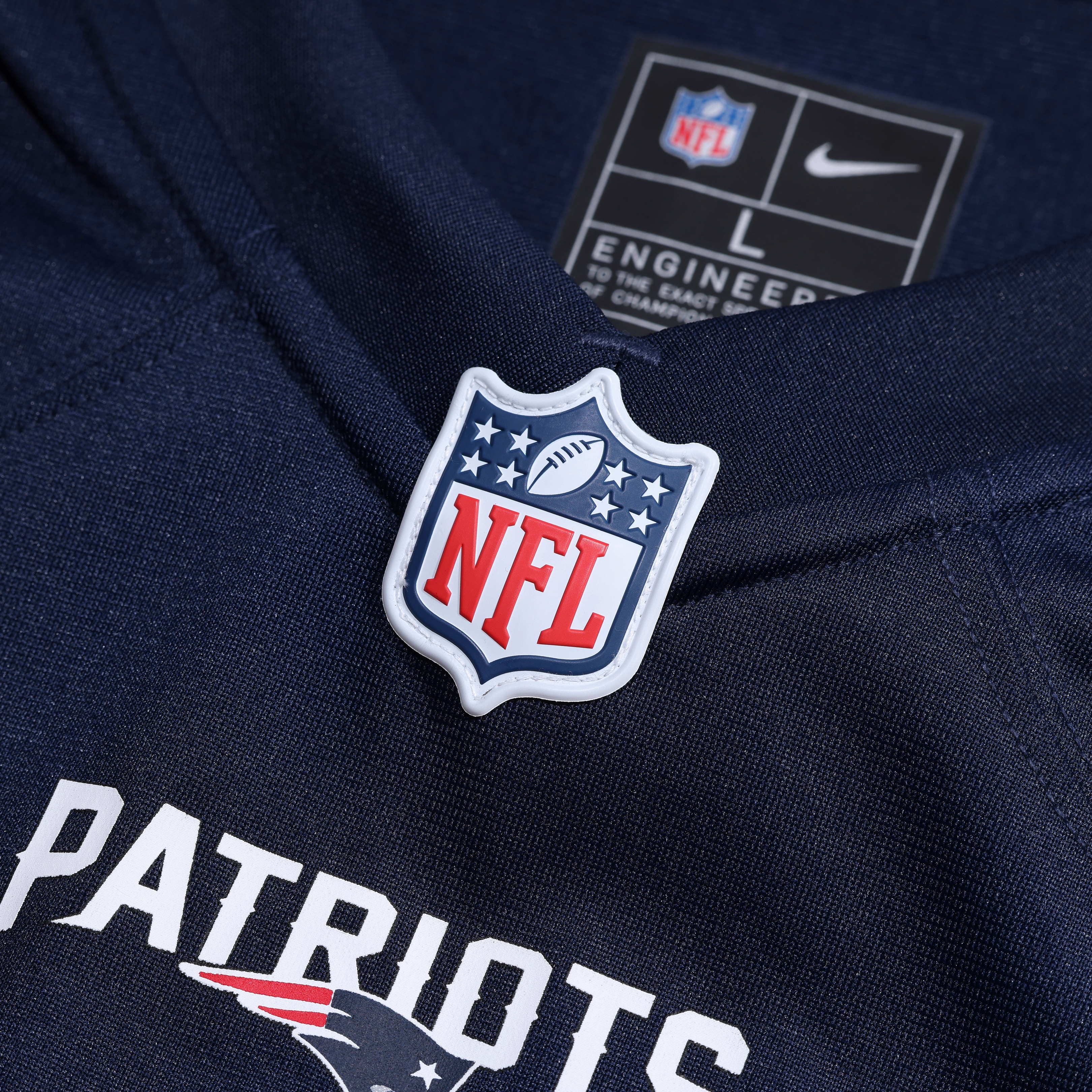 Men's Nike James Hudson Navy New England Patriots Team Game Jersey