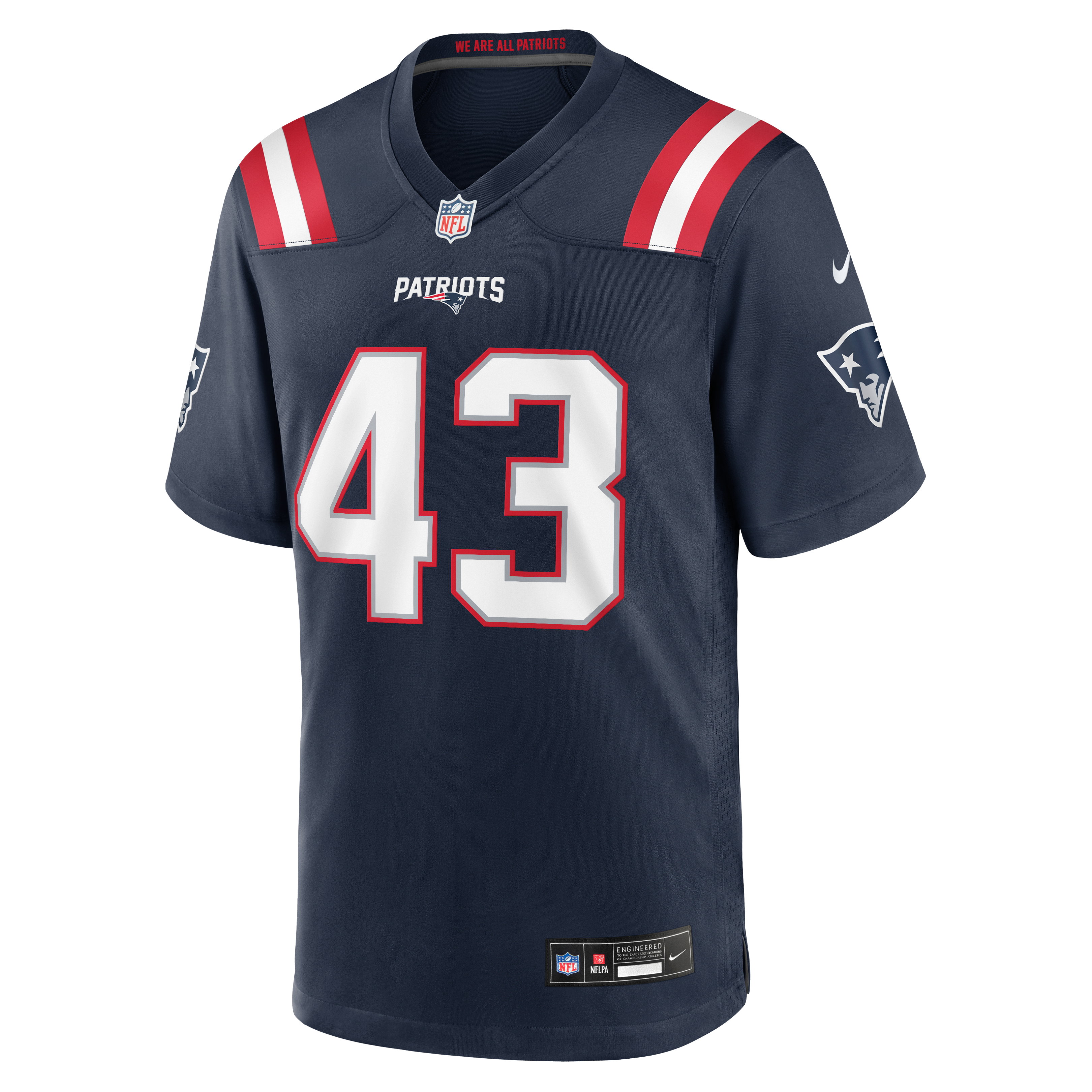 Men's Nike Jose Ramirez Navy New England Patriots Team Game Jersey