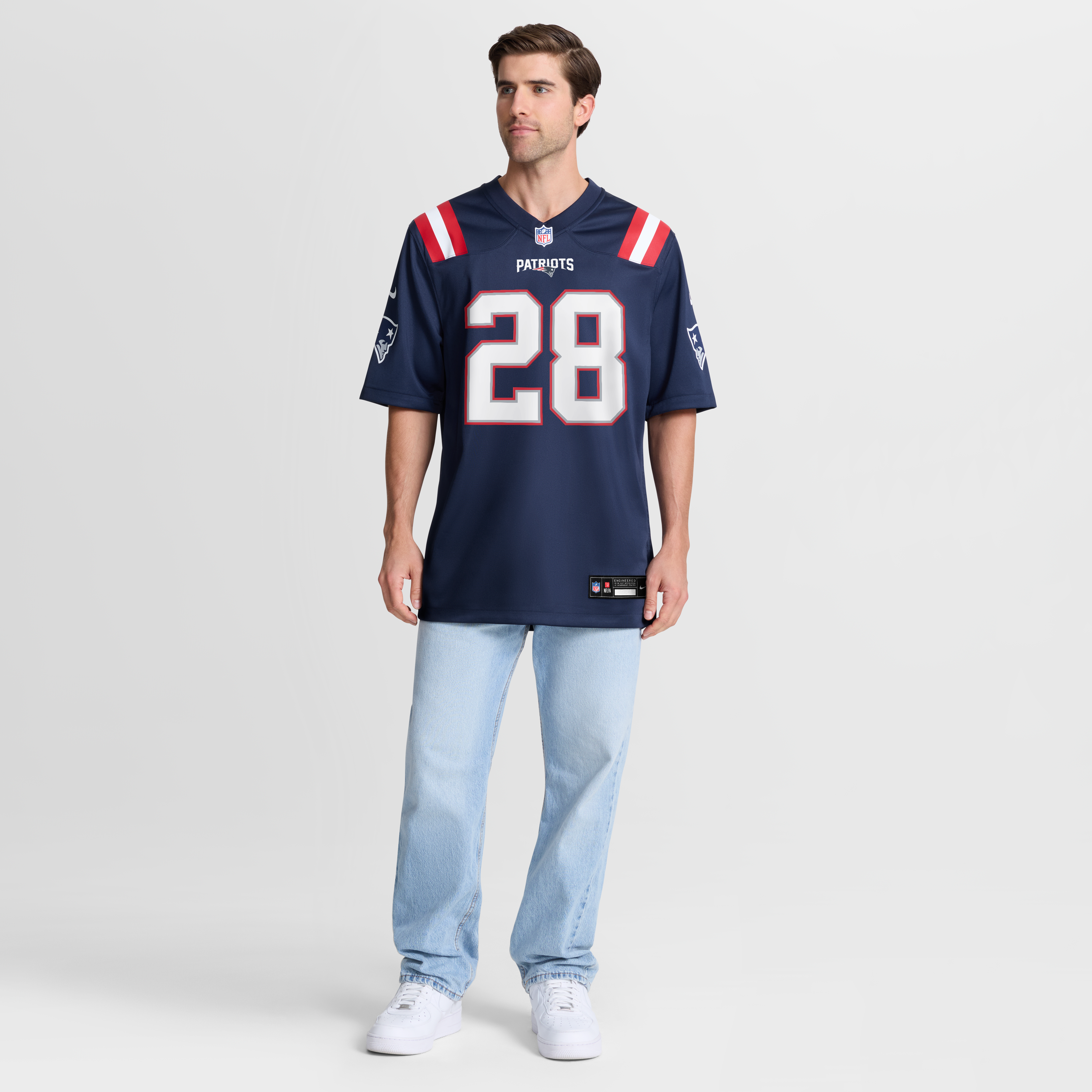 Men's Nike Kindle Vildor Navy New England Patriots Team Game Jersey