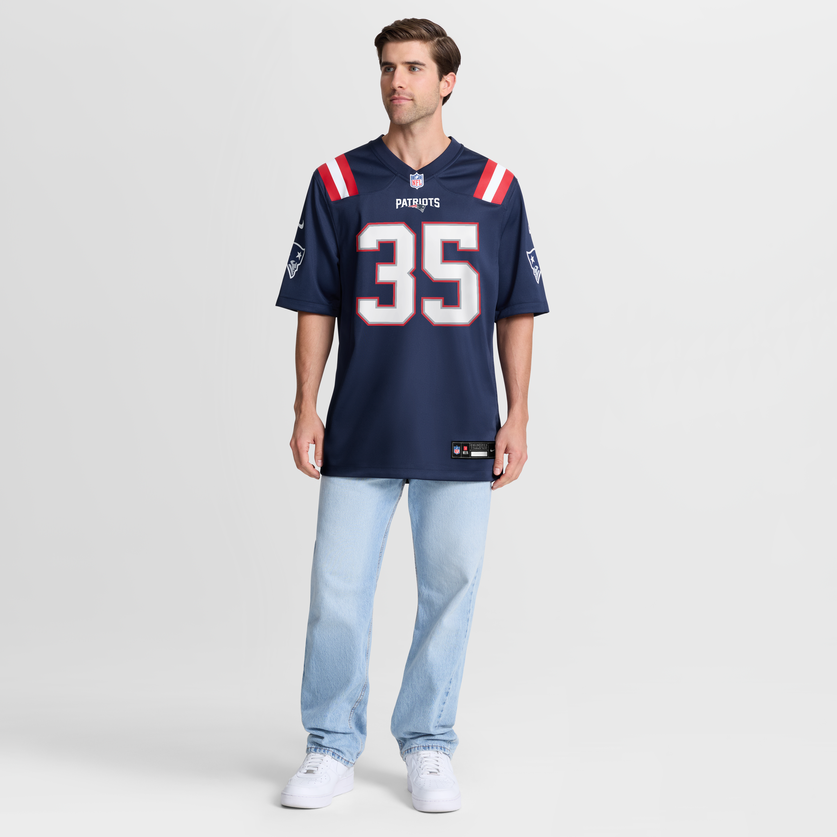 Men's Nike K.J. Britt Navy New England Patriots Team Game Jersey