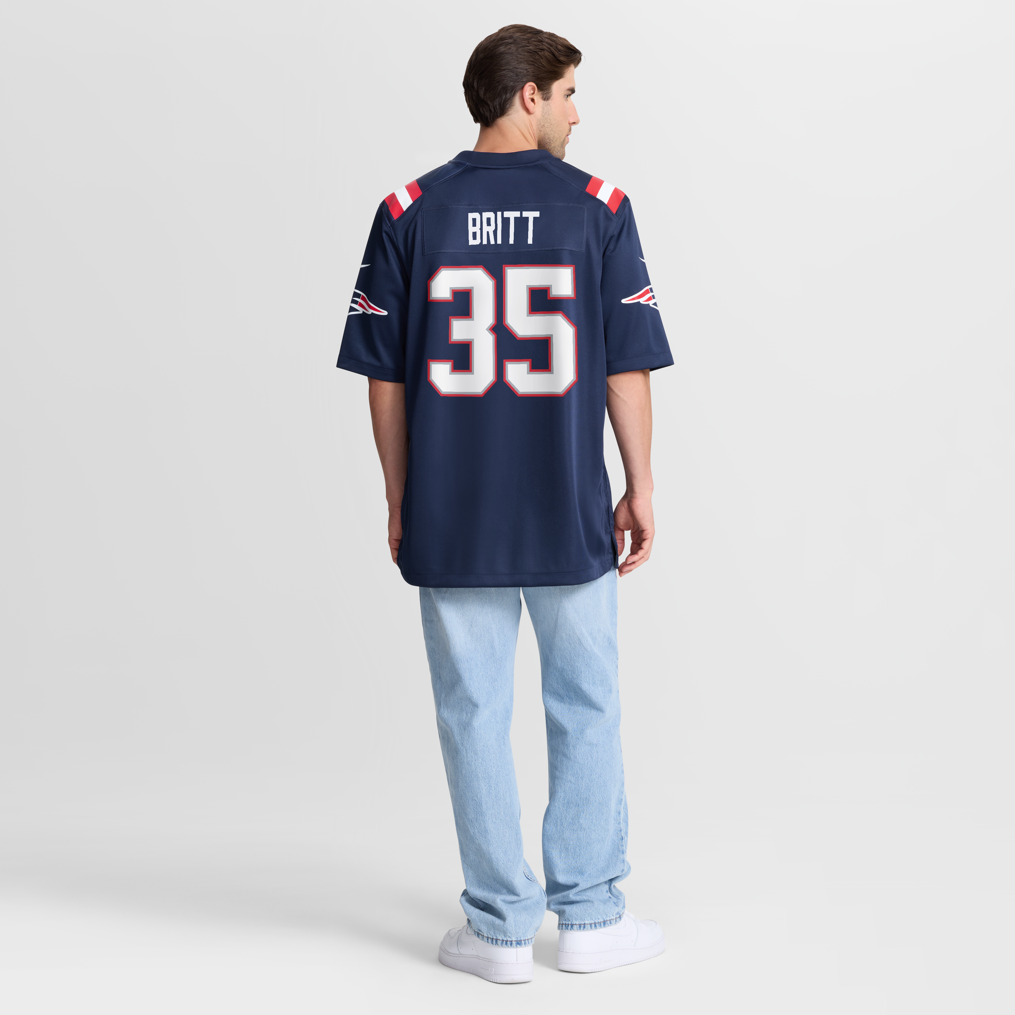 Men's Nike K.J. Britt Navy New England Patriots Team Game Jersey