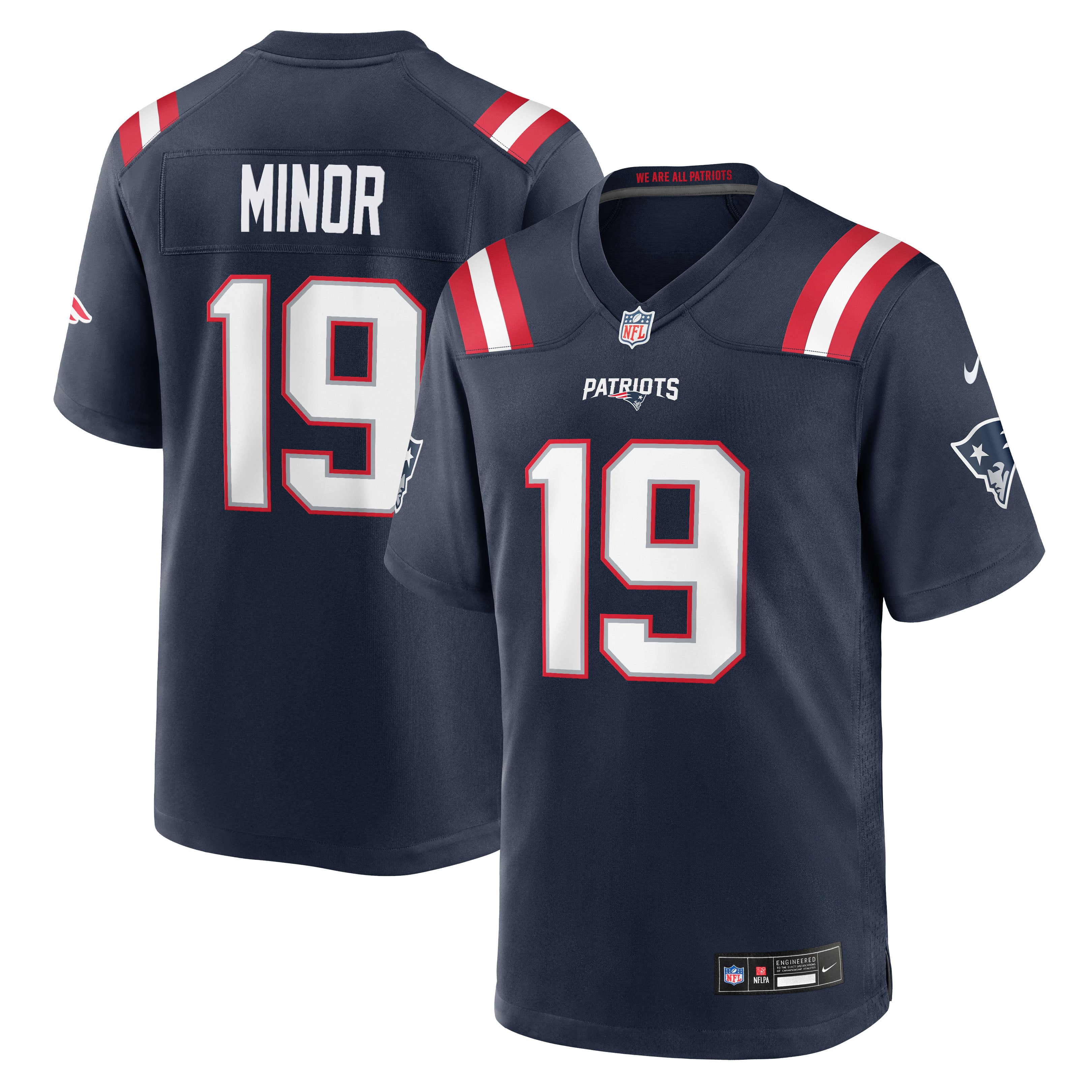 Men's Nike Kobee Minor Navy New England Patriots Team Game Jersey