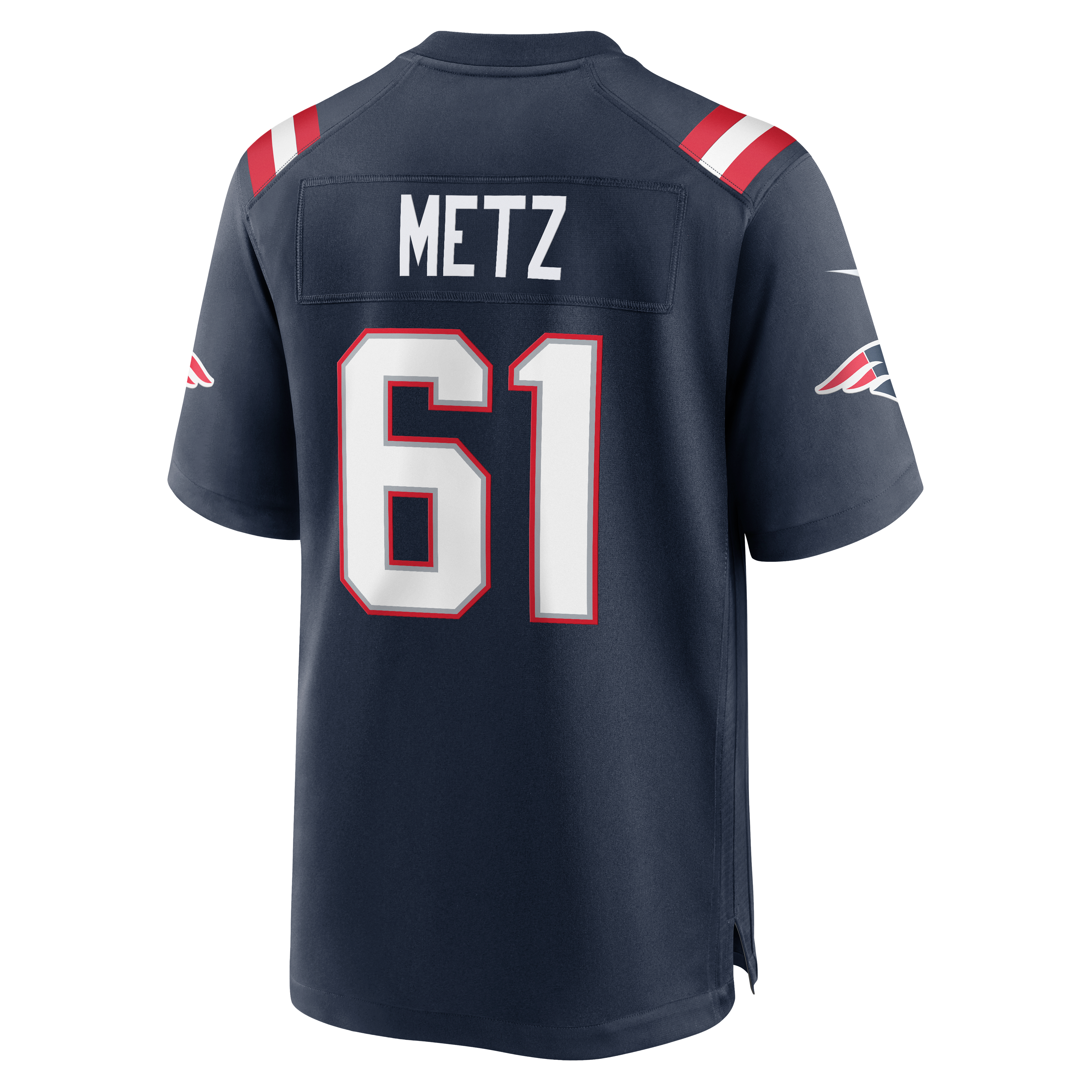Men's Nike Lorenz Metz Navy New England Patriots Team Game Jersey
