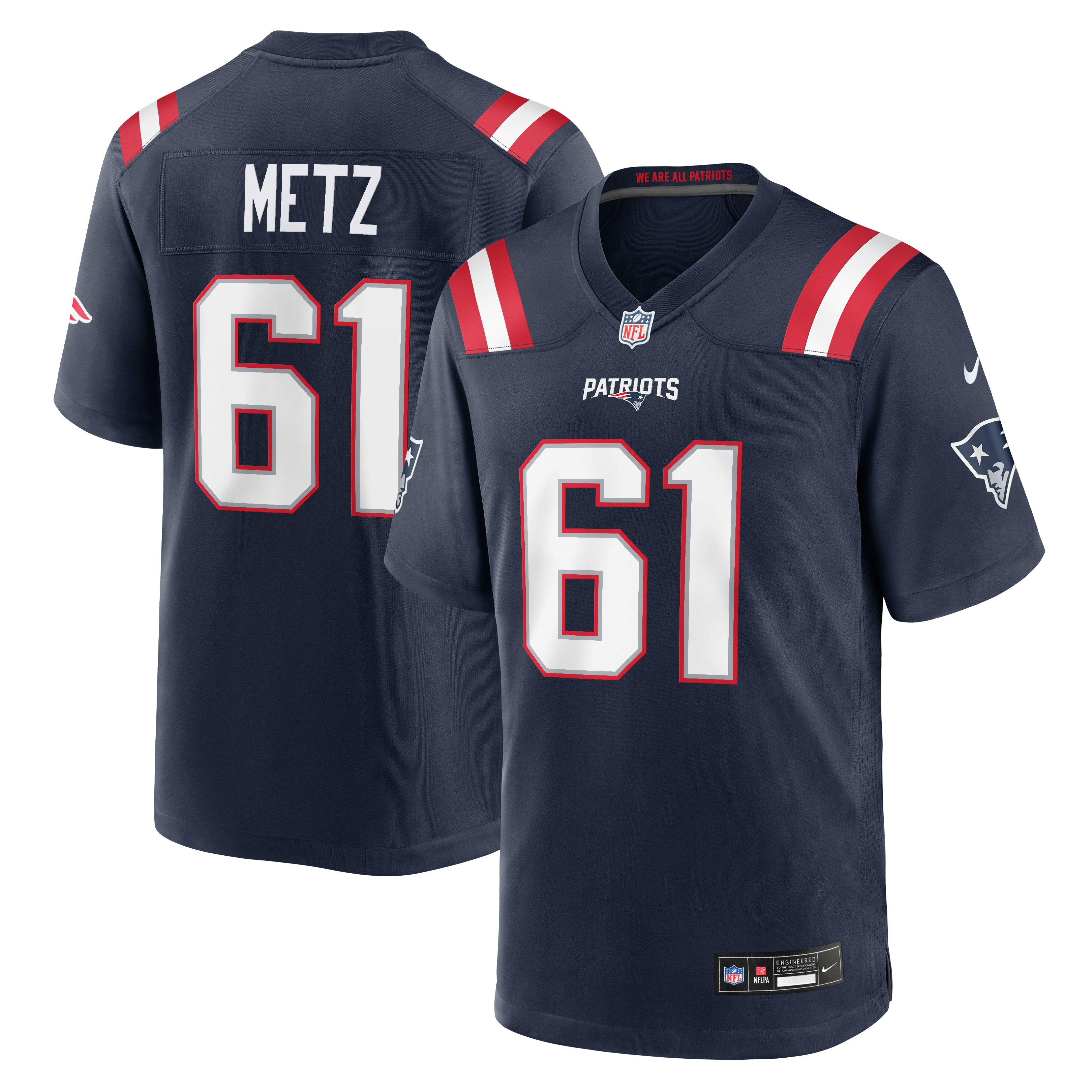 Men's Nike Lorenz Metz Navy New England Patriots Team Game Jersey