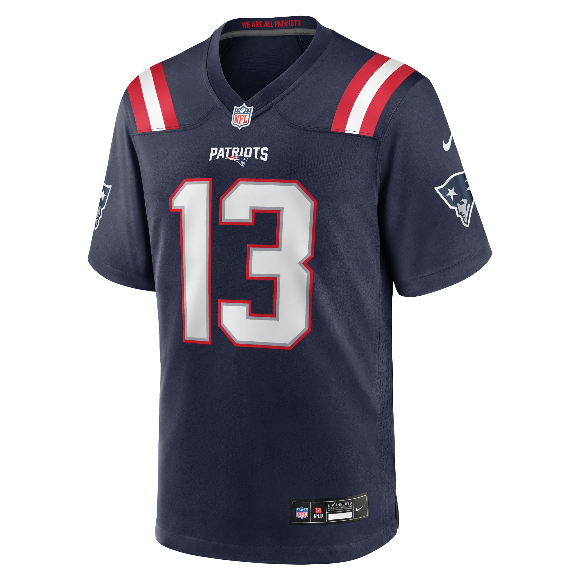 Men's Nike Mack Hollins  Navy New England Patriots Team Game Jersey