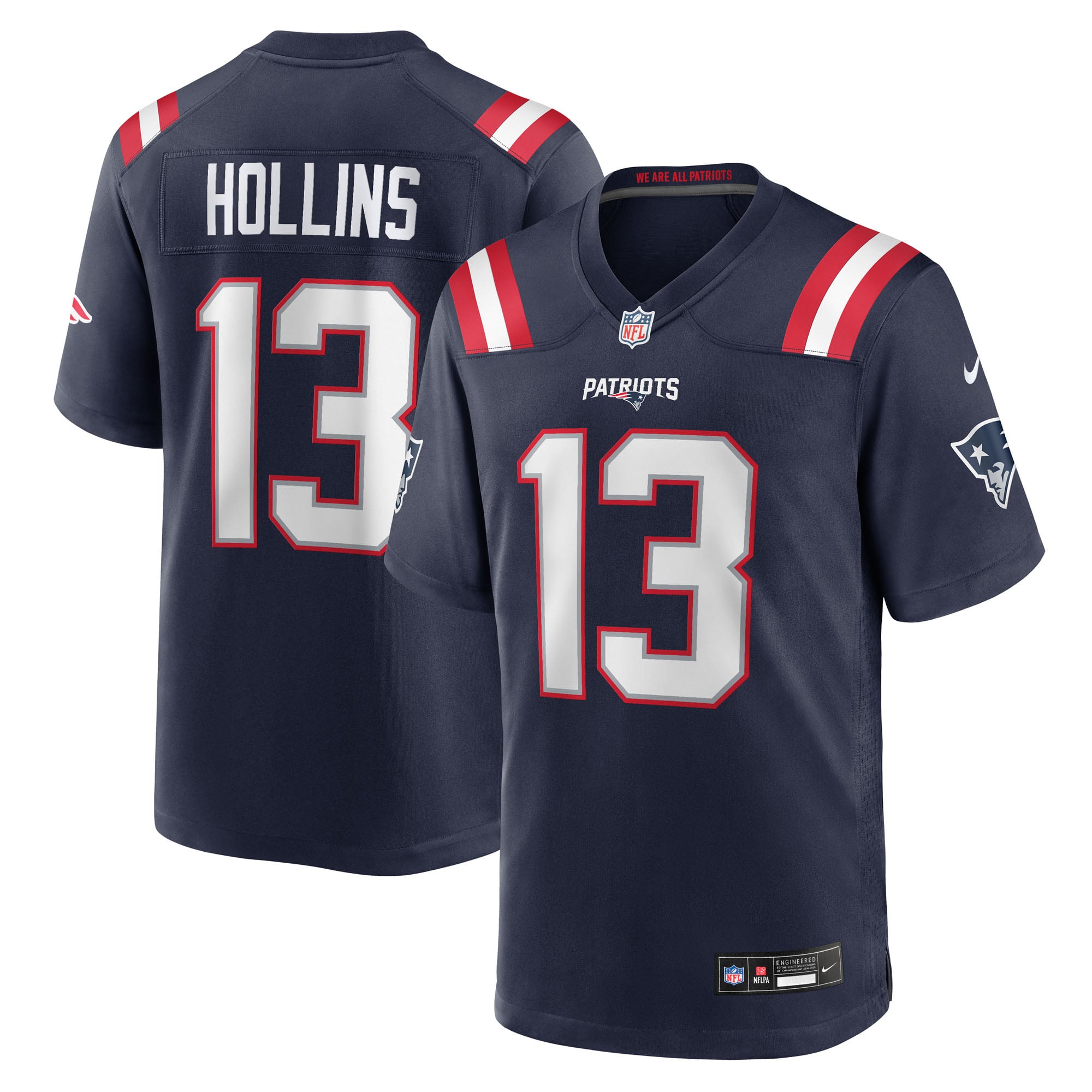 Men's Nike Mack Hollins  Navy New England Patriots Team Game Jersey
