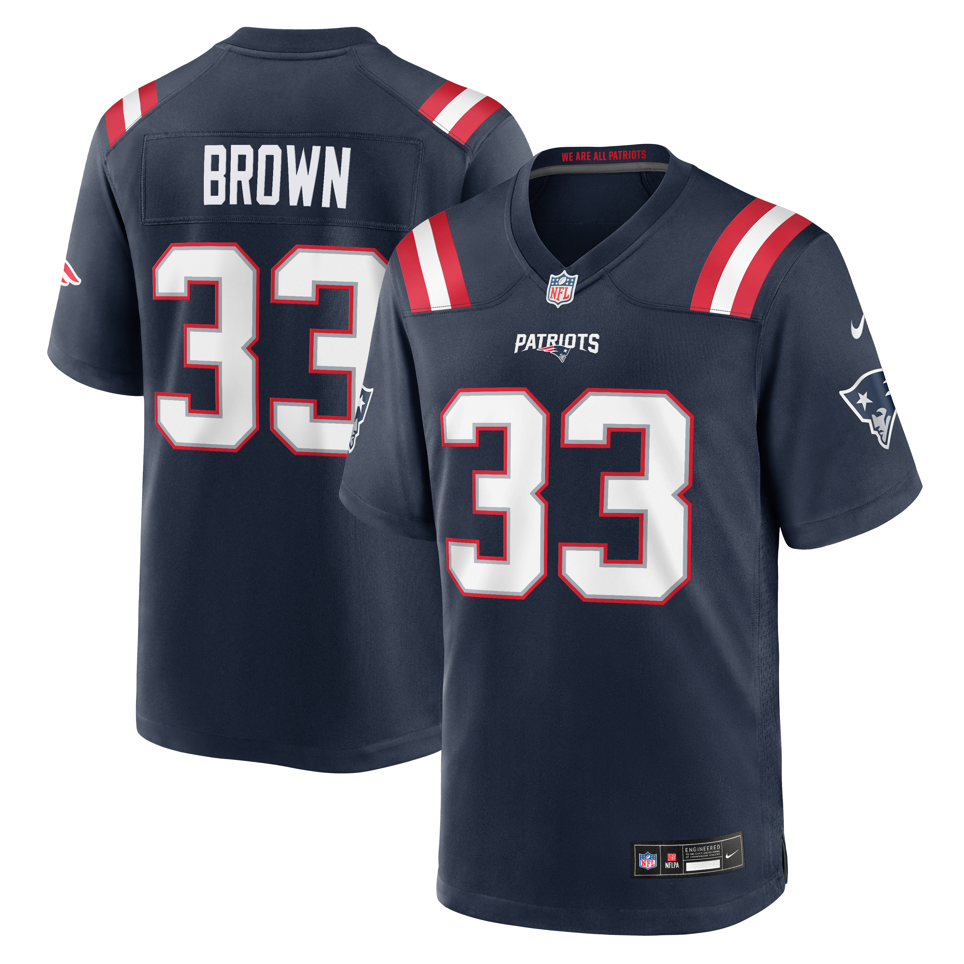 Men's Nike Mike Brown Navy New England Patriots Team Game Jersey