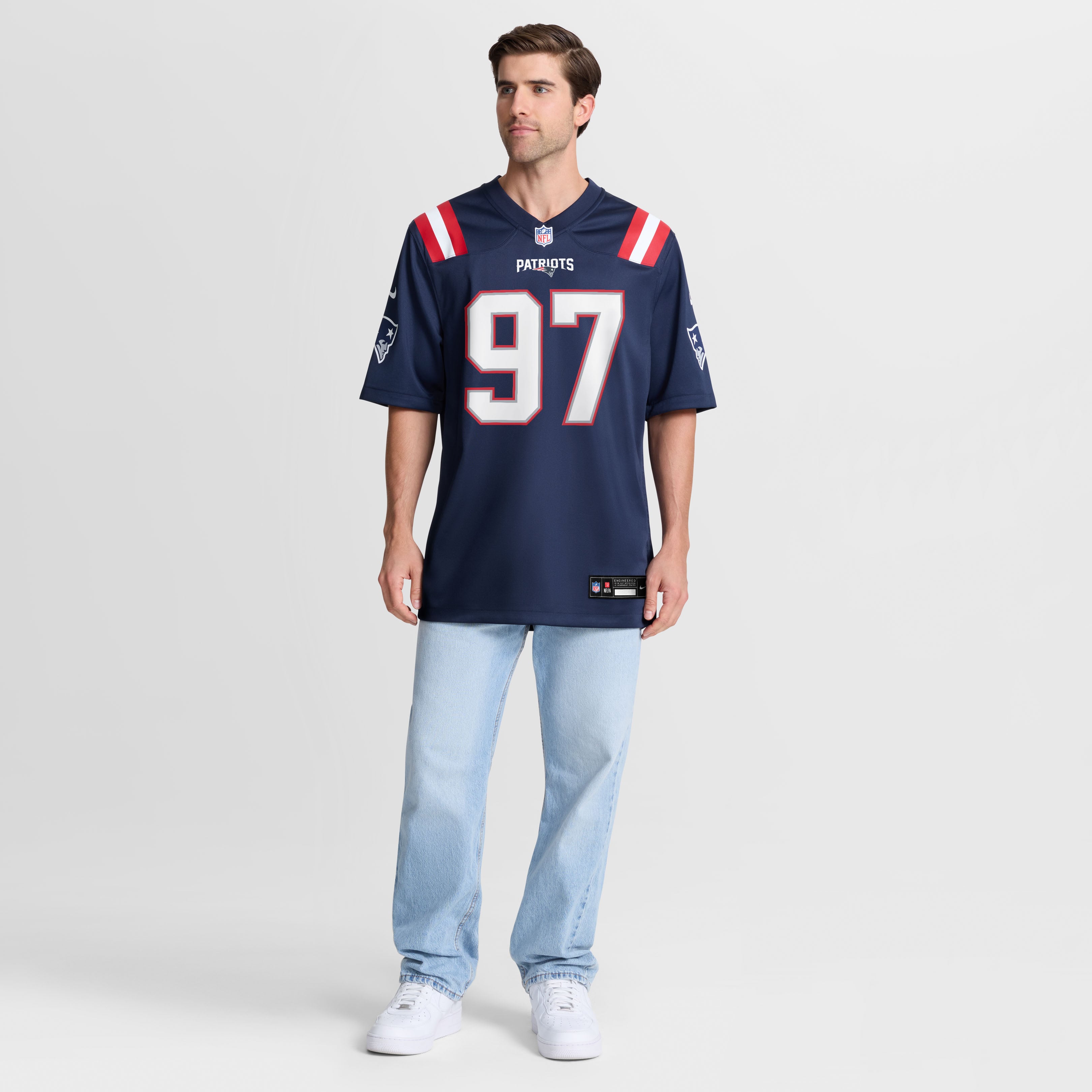 Maillot de match Nike Milton Williams bleu marine des New England Patriots pour homme
