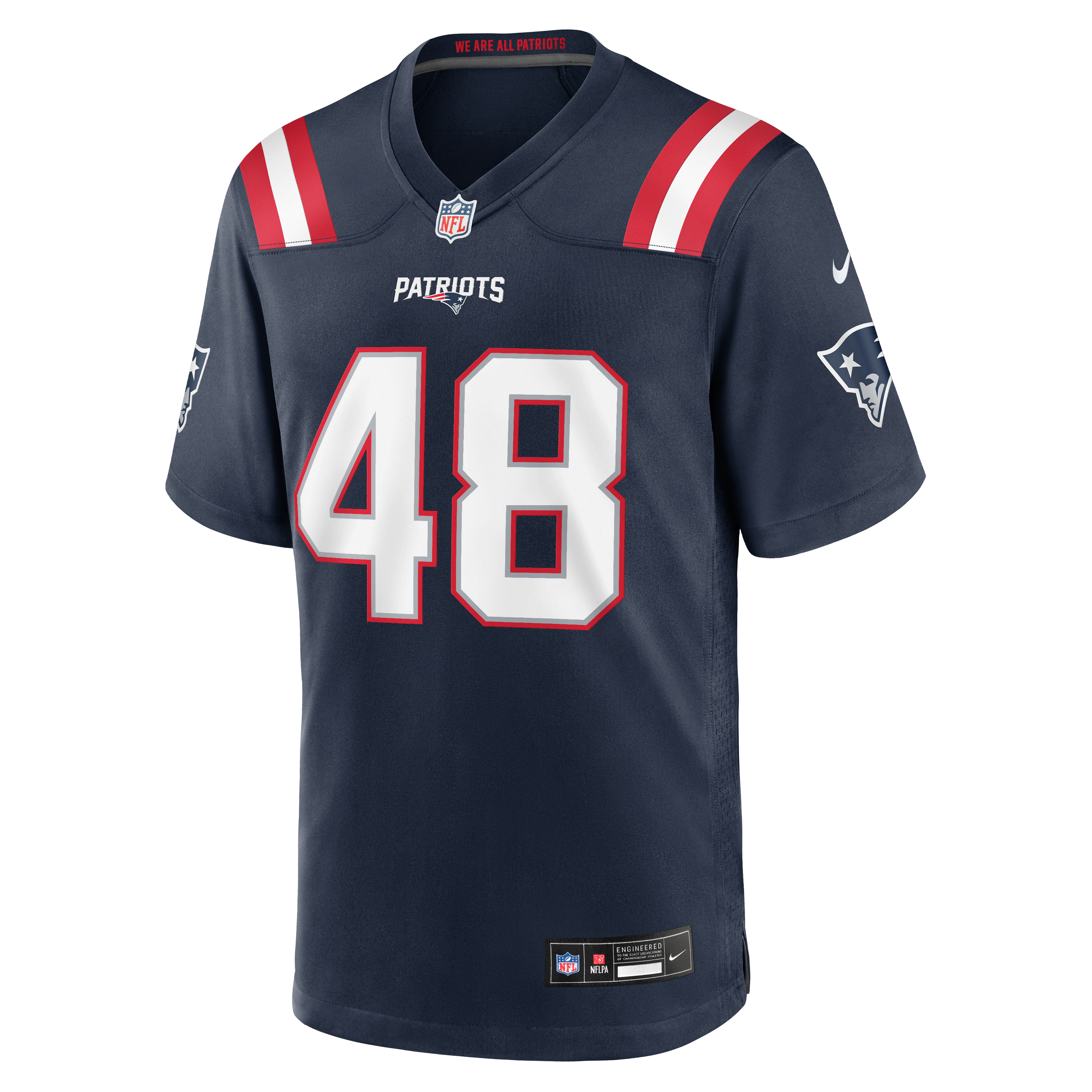 Men's Nike Namdi Obiazor Navy New England Patriots Team Game Jersey