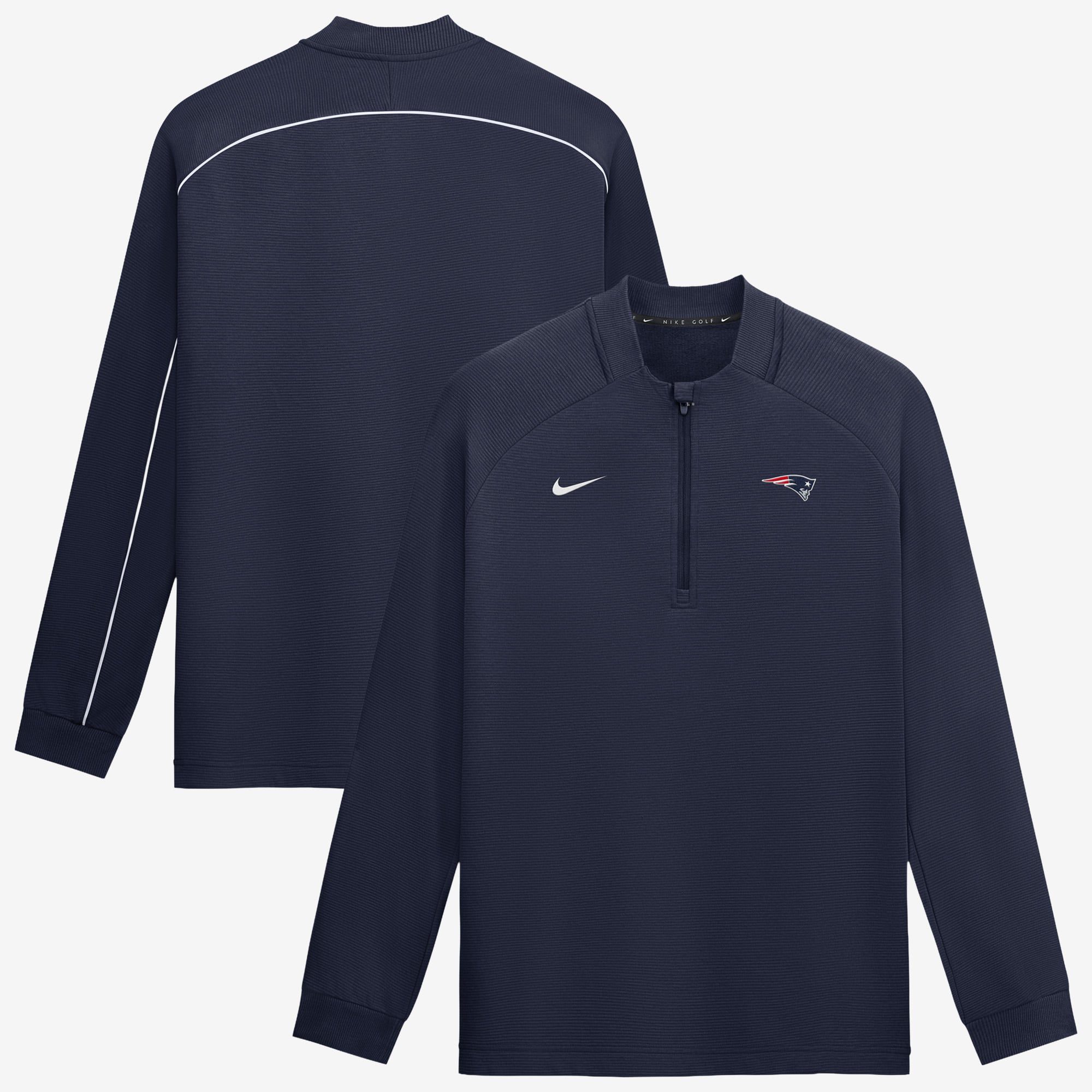 Pull-over Nike bleu marine New England Patriots Par Raglan Tri-Blend Therma-FIT à demi-zip pour homme