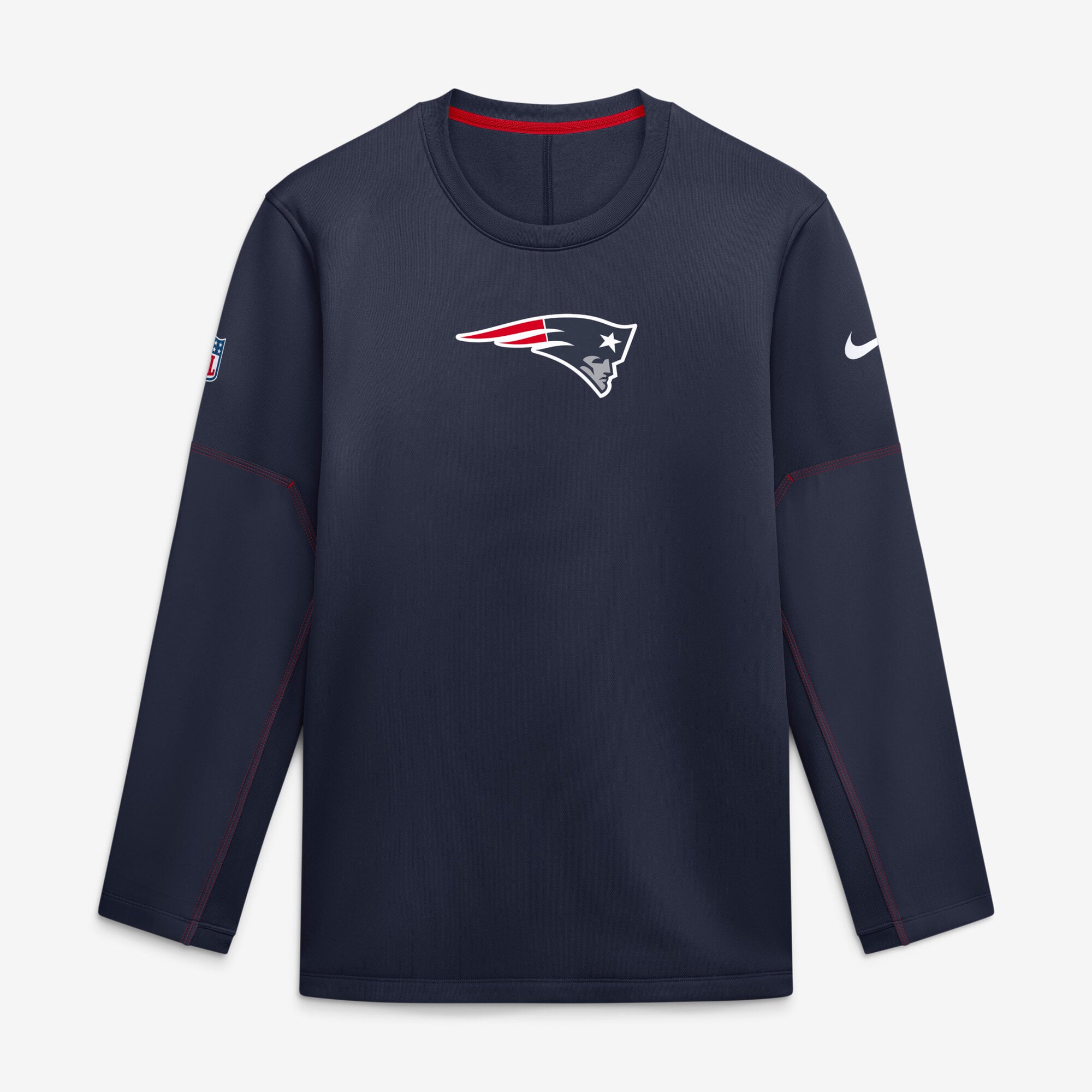 Sweat-shirt Nike Therma-FIT mi-lourd pour homme, bleu marine, New England Patriots, cadeau des entraîneurs de l'équipe