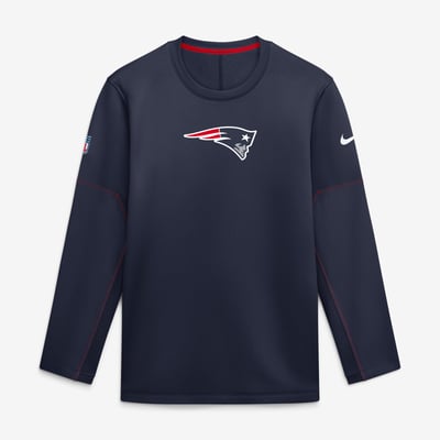 New England Patriots Nike Sideline Coaches Team Present Midweight Therma-FIT Sweatshirt - Navy