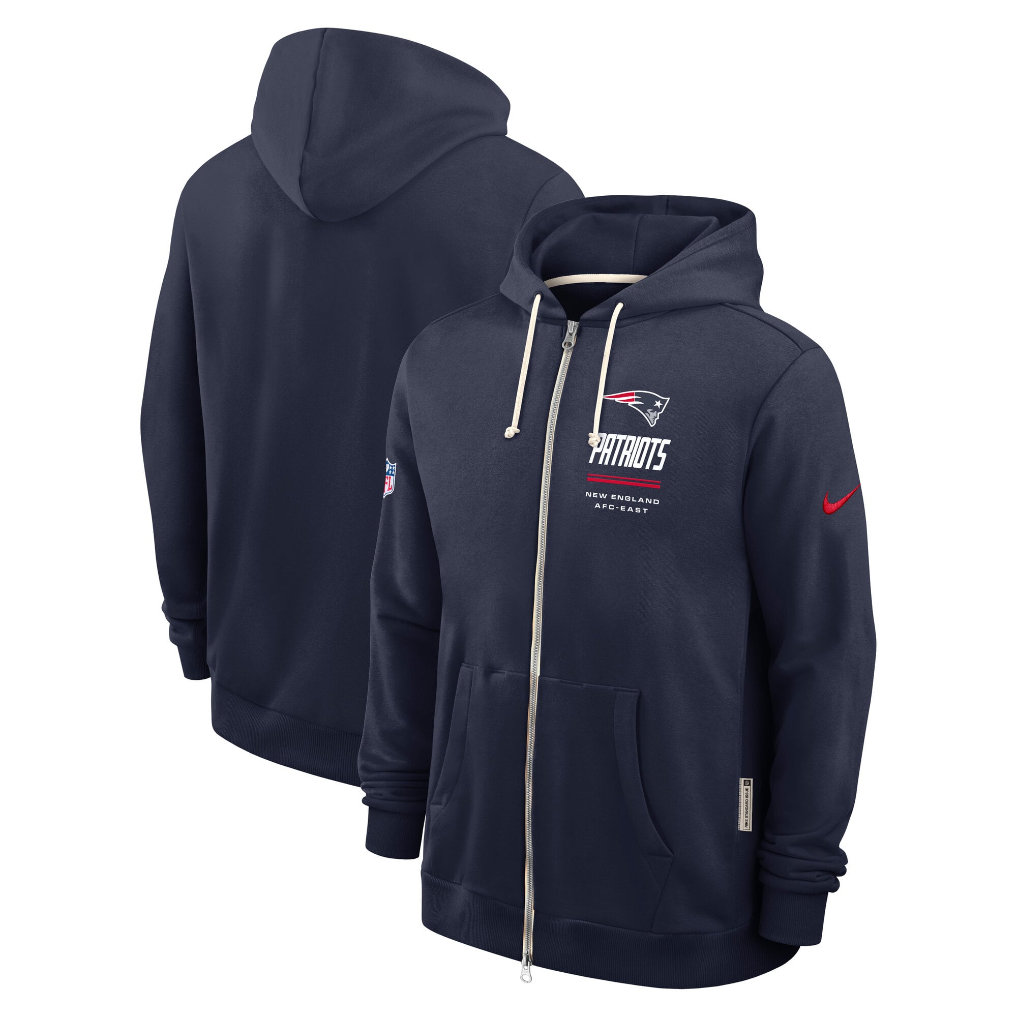 Men's Nike Navy New England Patriots Sideline Standard Issue Quarterback Scramble Dri-FIT Full-Zip Hoodie