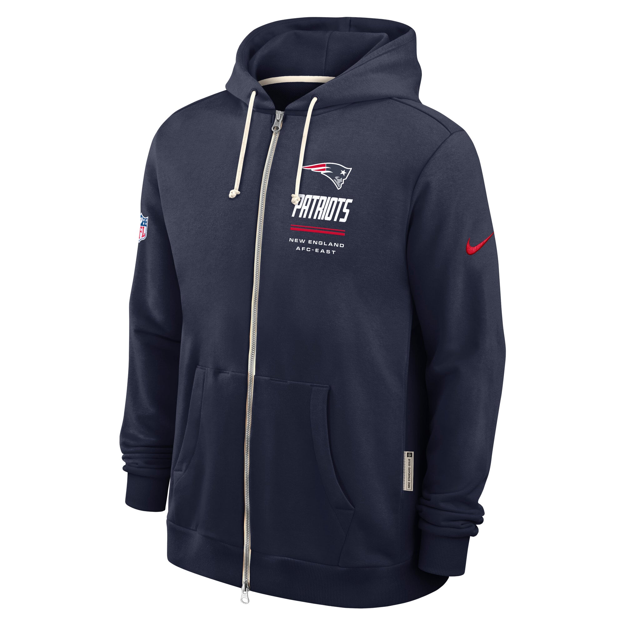 Men's Nike Navy New England Patriots Sideline Standard Issue Quarterback Scramble Dri-FIT Full-Zip Hoodie