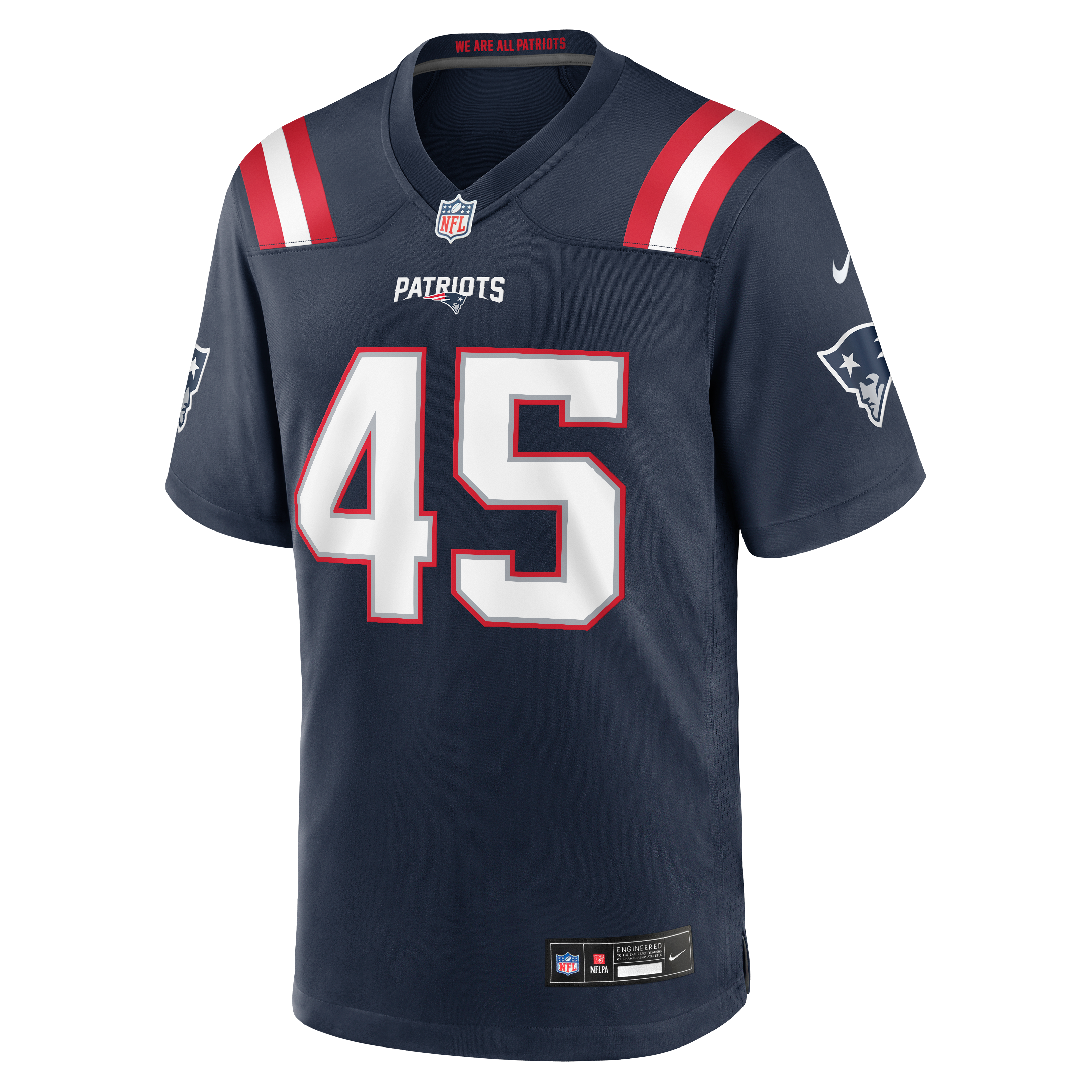 Men's Nike Quintayvious Hutchins Navy New England Patriots Team Game Jersey