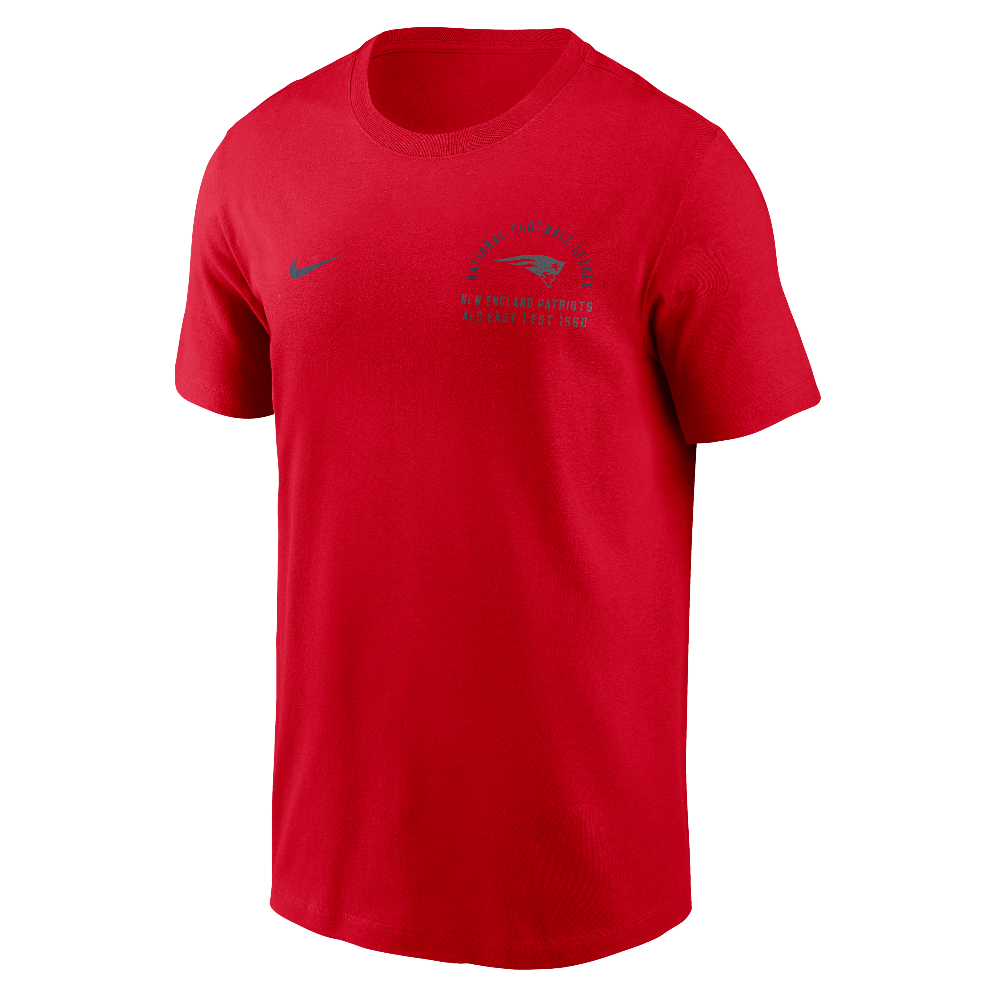 T-shirt Nike rouge pour homme, logo divisé des New England Patriots