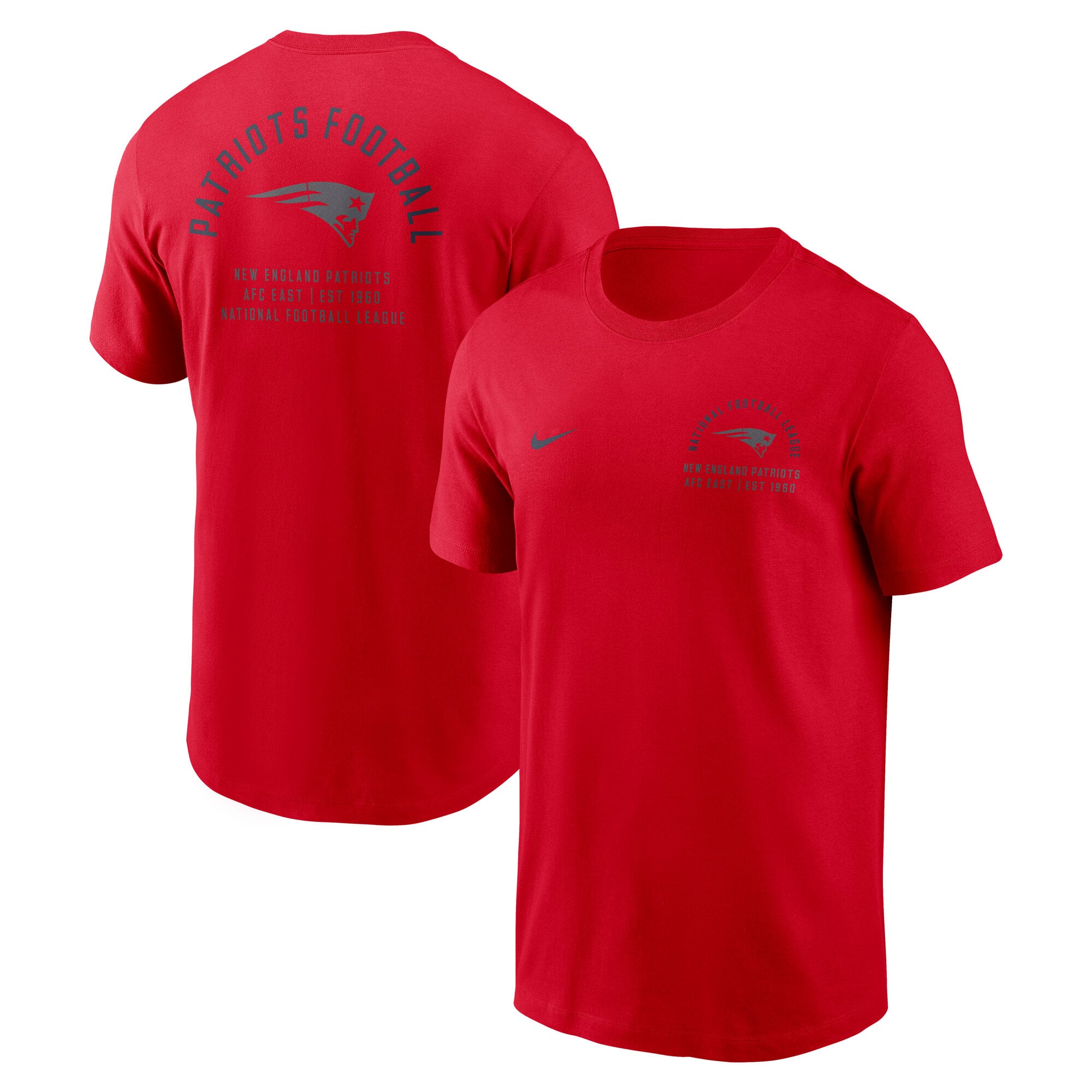 T-shirt Nike rouge pour homme, logo divisé des New England Patriots