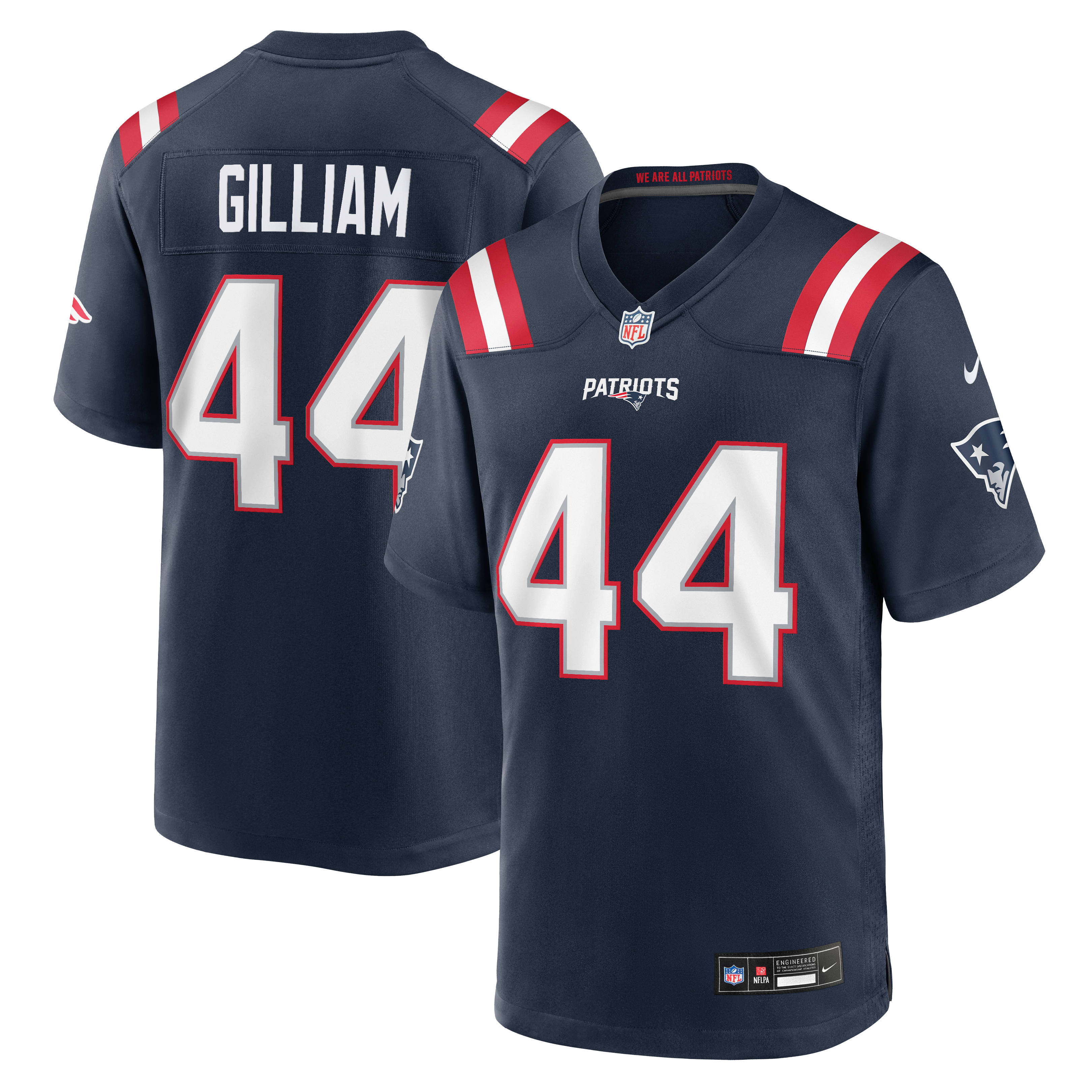 Men's Nike Reggie Gilliam Navy New England Patriots Team Game Jersey