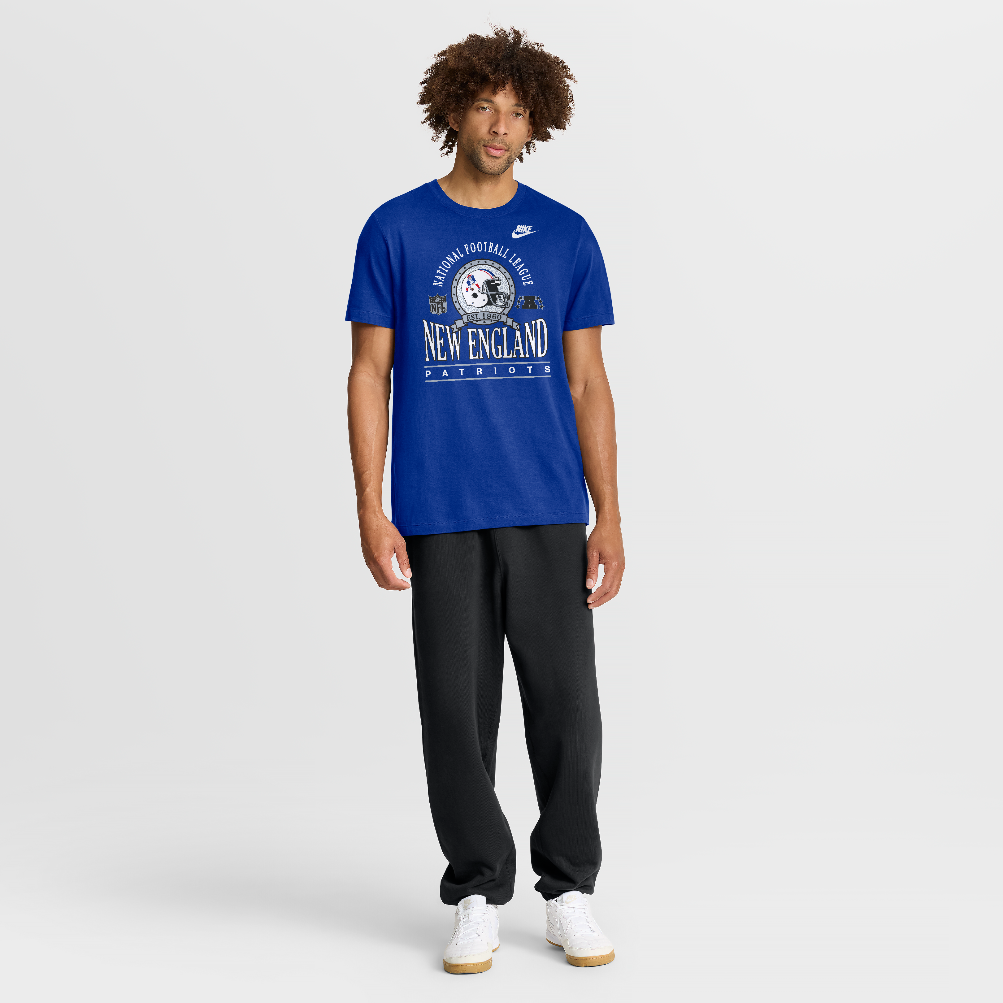Men's Nike Royal New England Patriots Rewind Team Spirit Essential Cotton T-Shirt