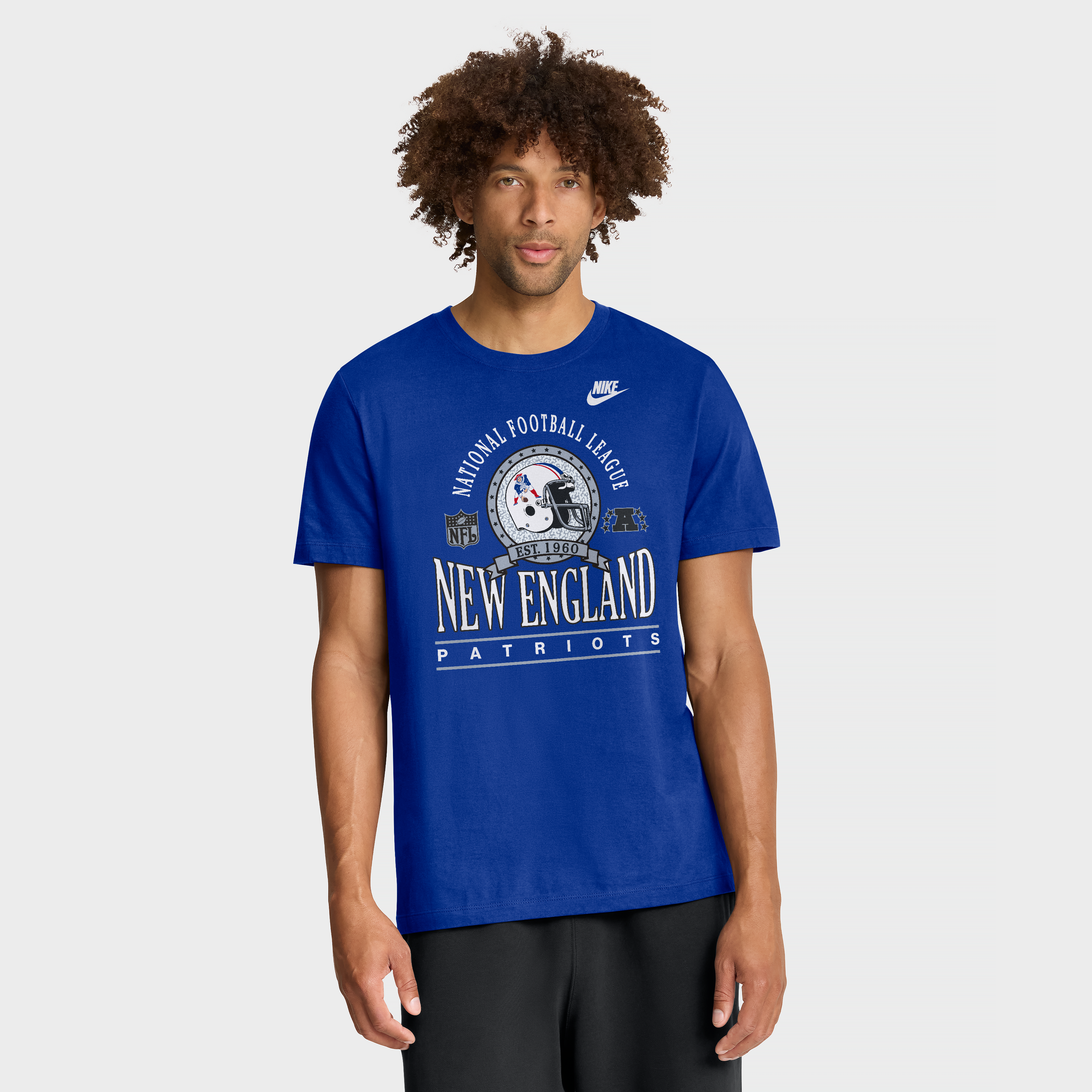 Men's Nike Royal New England Patriots Rewind Team Spirit Essential Cotton T-Shirt